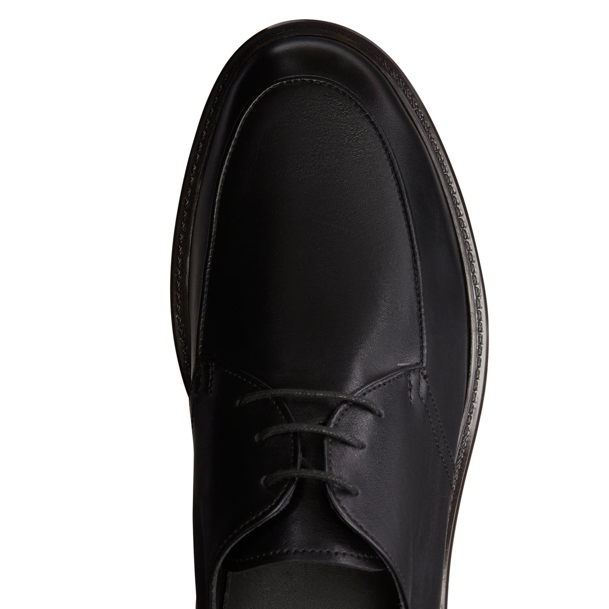 Men’s lace-up Derby shoe in smooth black leather | BoUvy