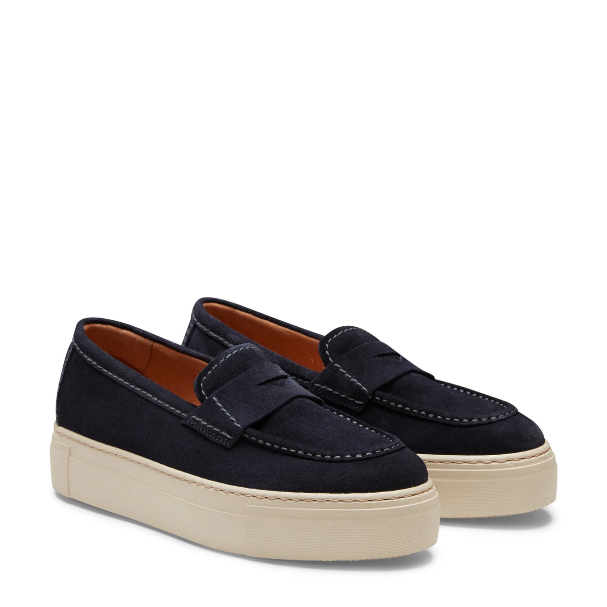Women's navy blue suede loafer | BoUvy