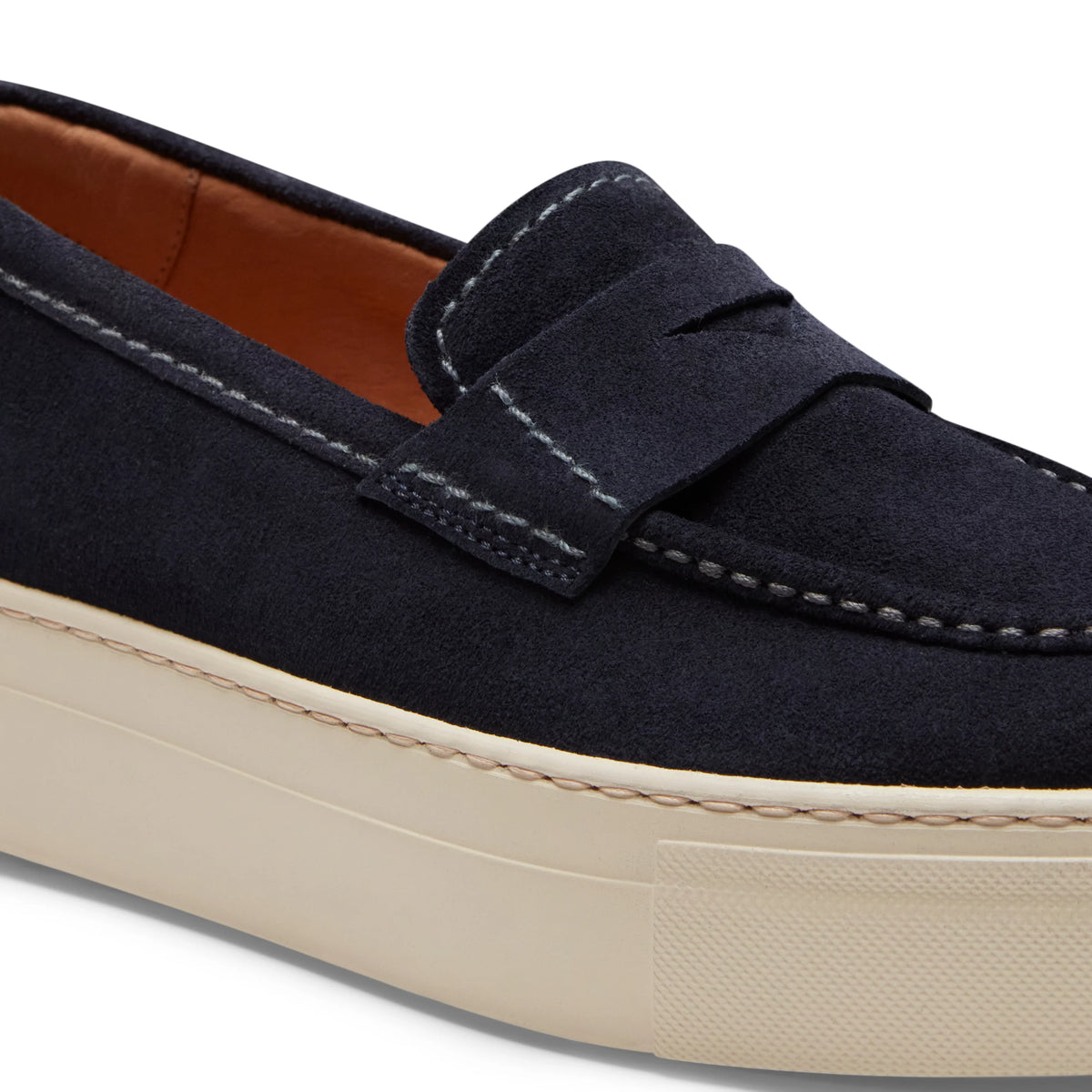 Women's navy blue suede loafer | BoUvy