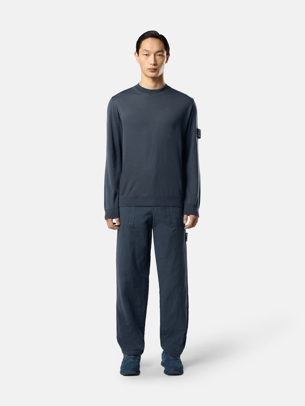 Regular-fit crewneck jumper with ribbed trims - BoUvy