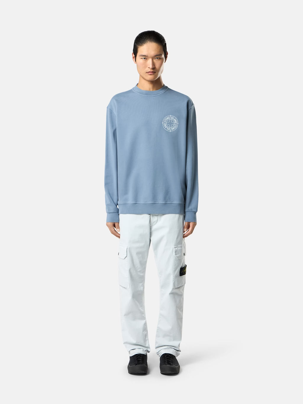 Oversized-fit crewneck sweatshirt with ‘Outline Compass’ print - BoUvy