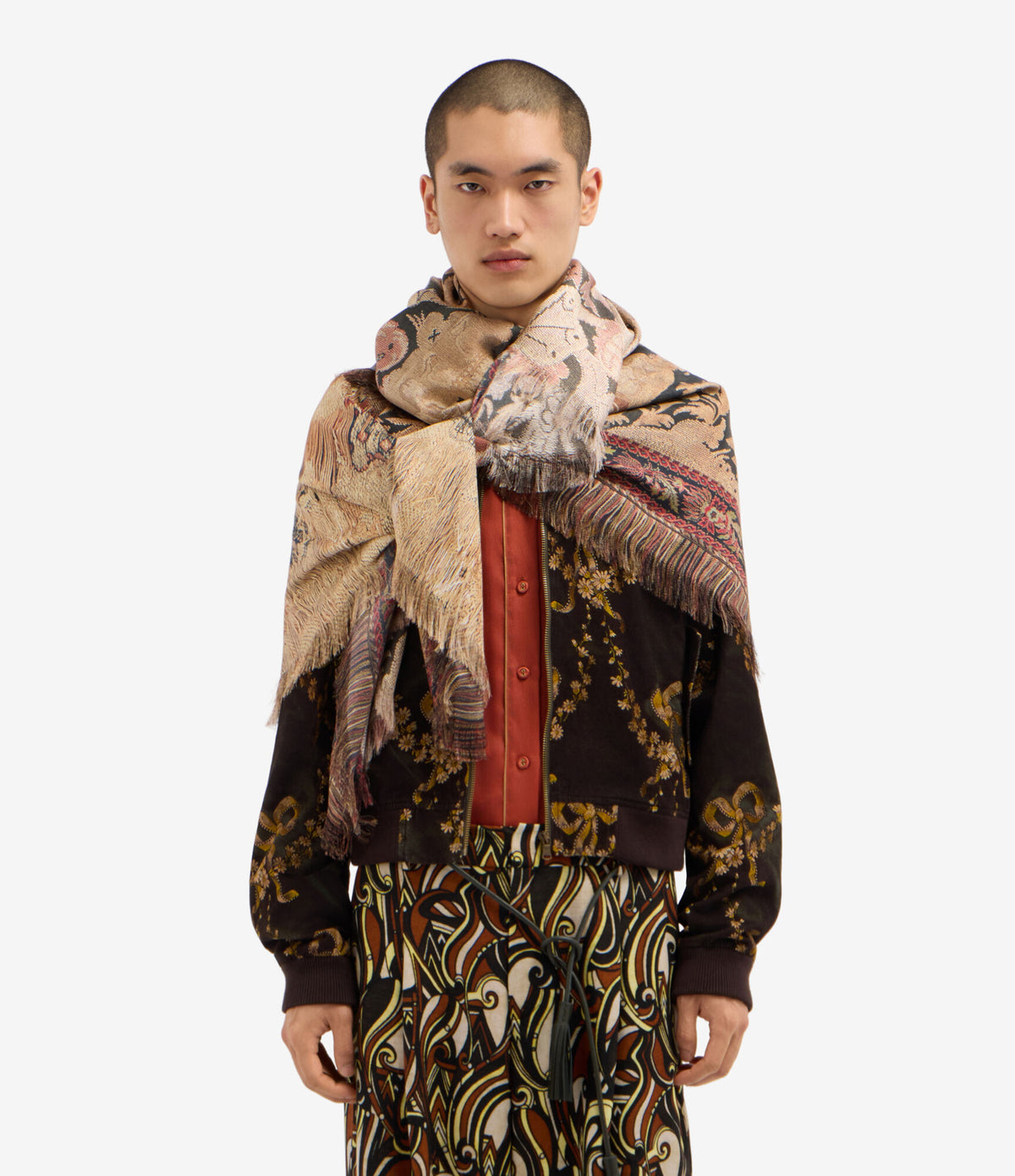 ALOEUW Shawl Scarf Silk 135x195 – Origami Di Vetiver | BoUvy