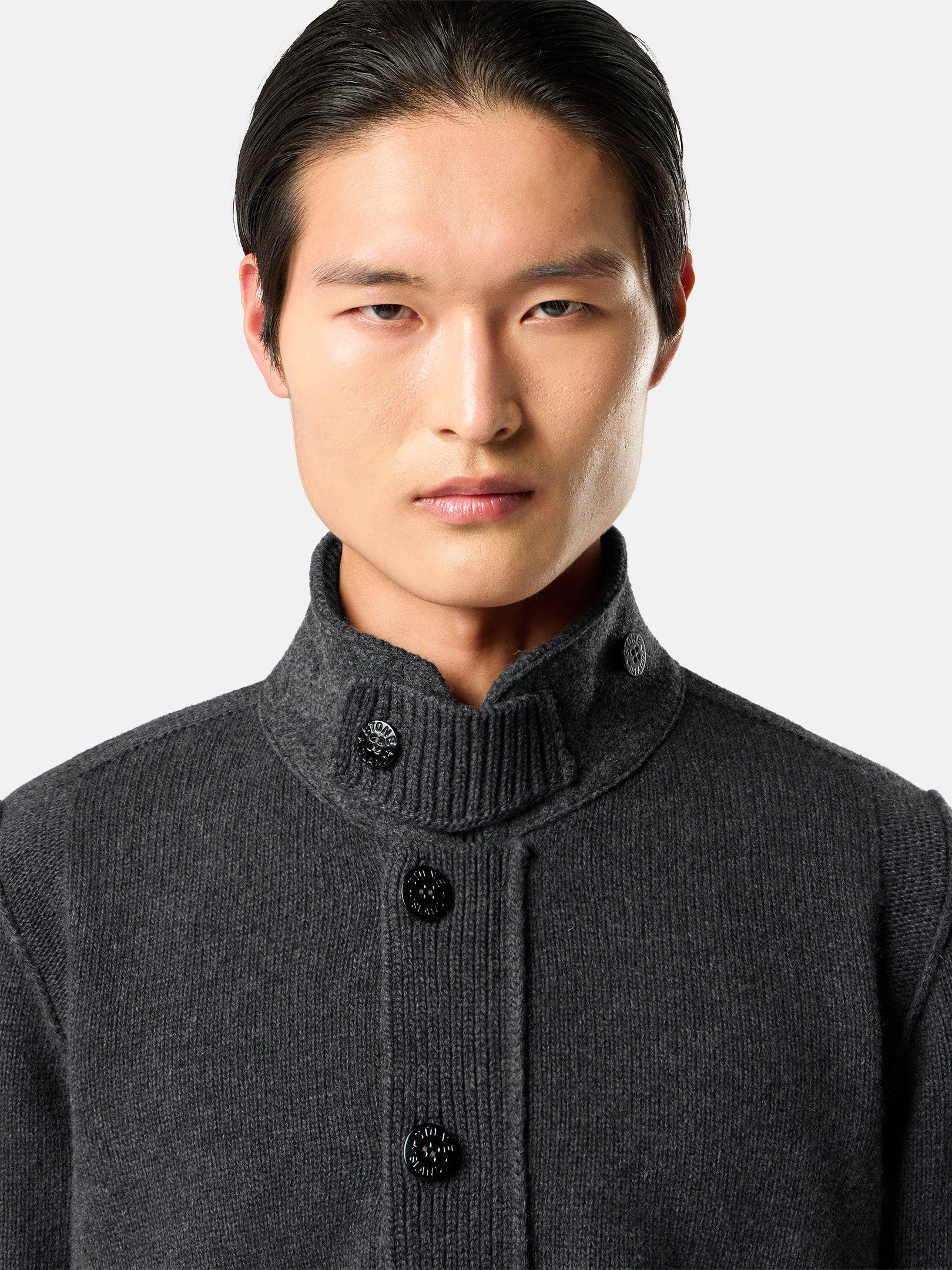 Regular-fit zip-up jumper with button placket - BoUvy