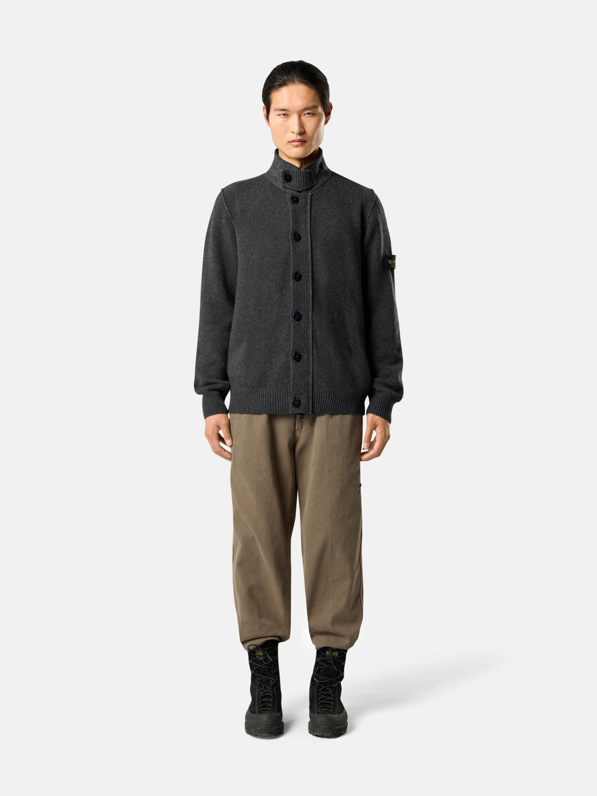 Regular-fit zip-up jumper with button placket - BoUvy