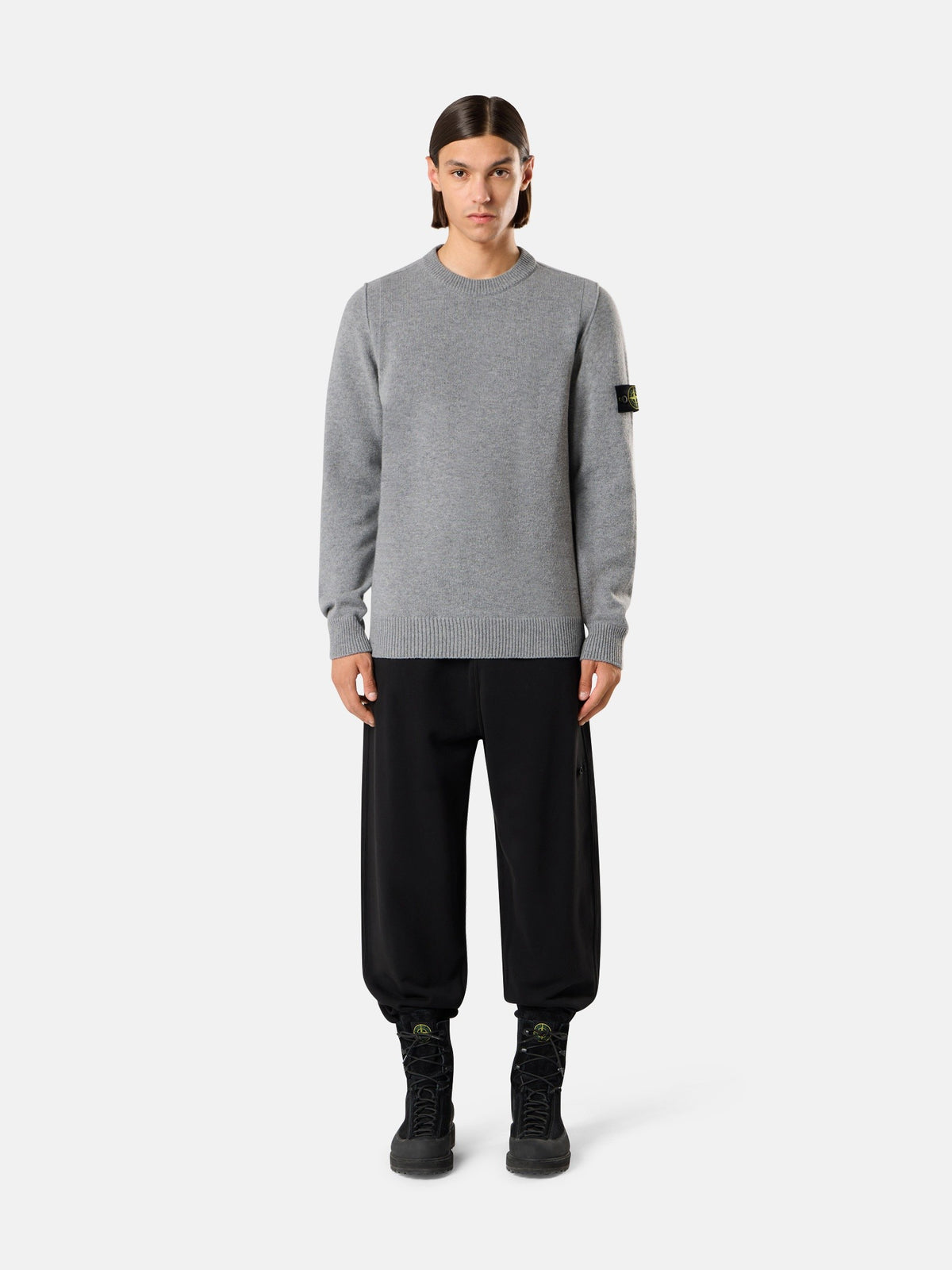 Regular-fit crewneck jumper with ribbed trims - BoUvy