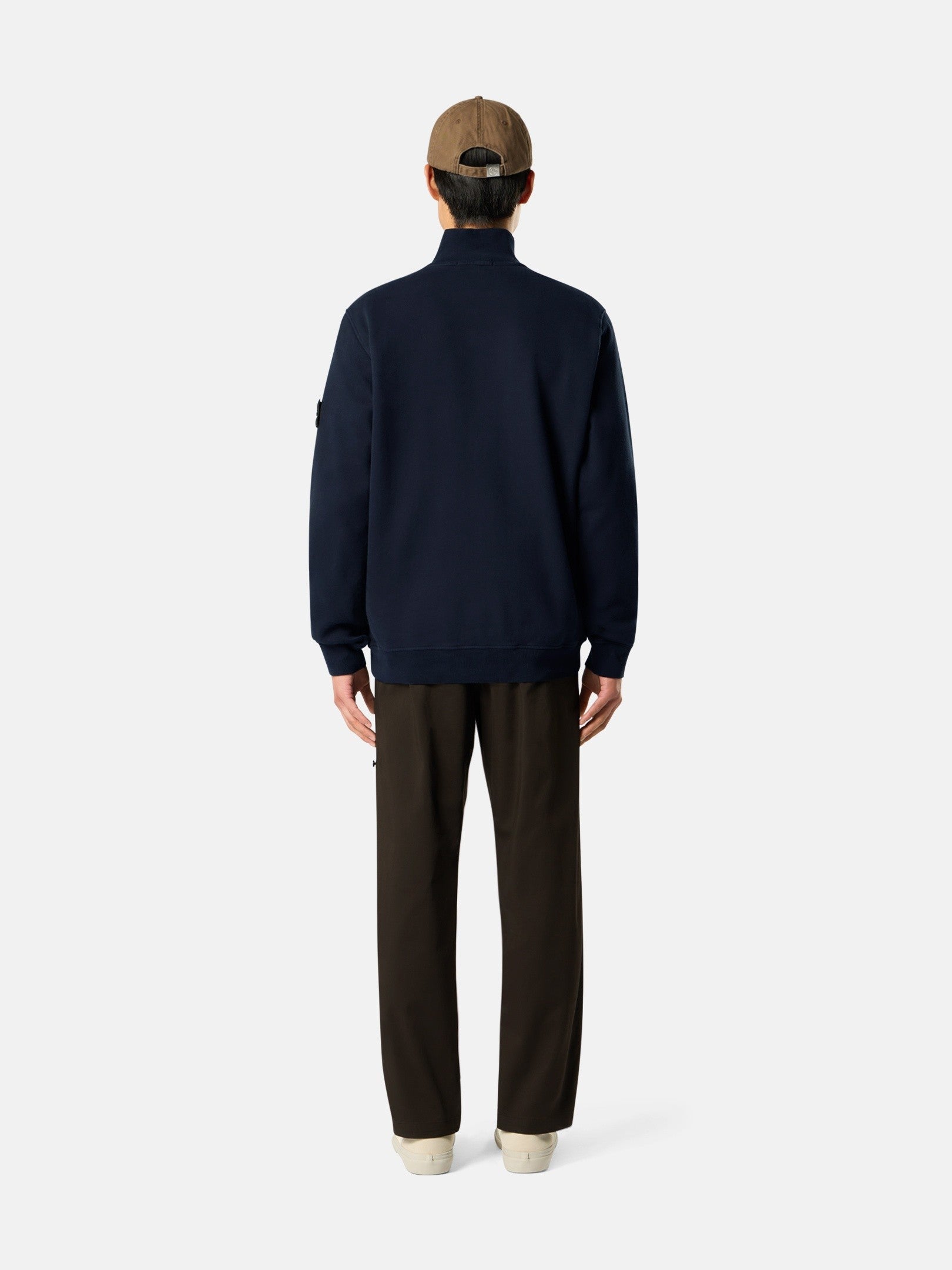 Regular-fit half-zip sweatshirt with ribbed inserts - BoUvy