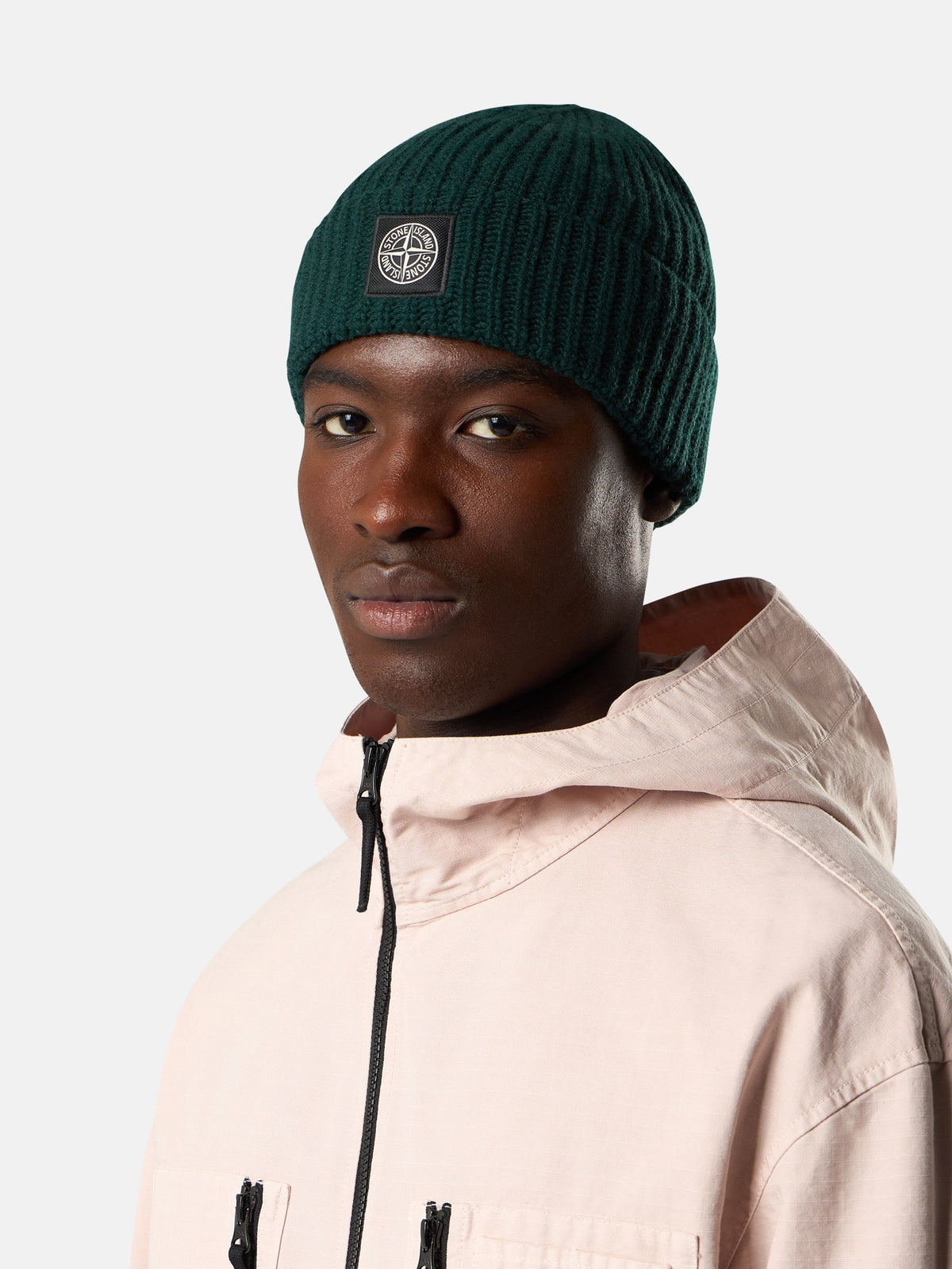 Ribbed knit beanie with Compass logo patch - BoUvy