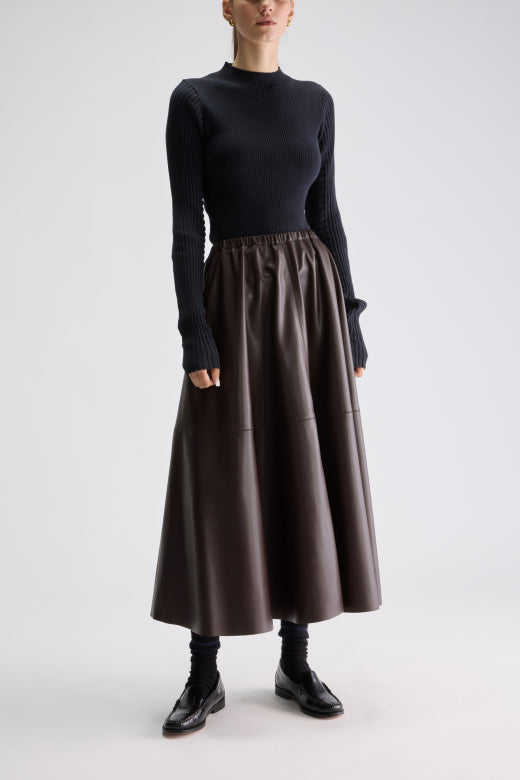 Hezra faux-leather long skirt - BoUvy