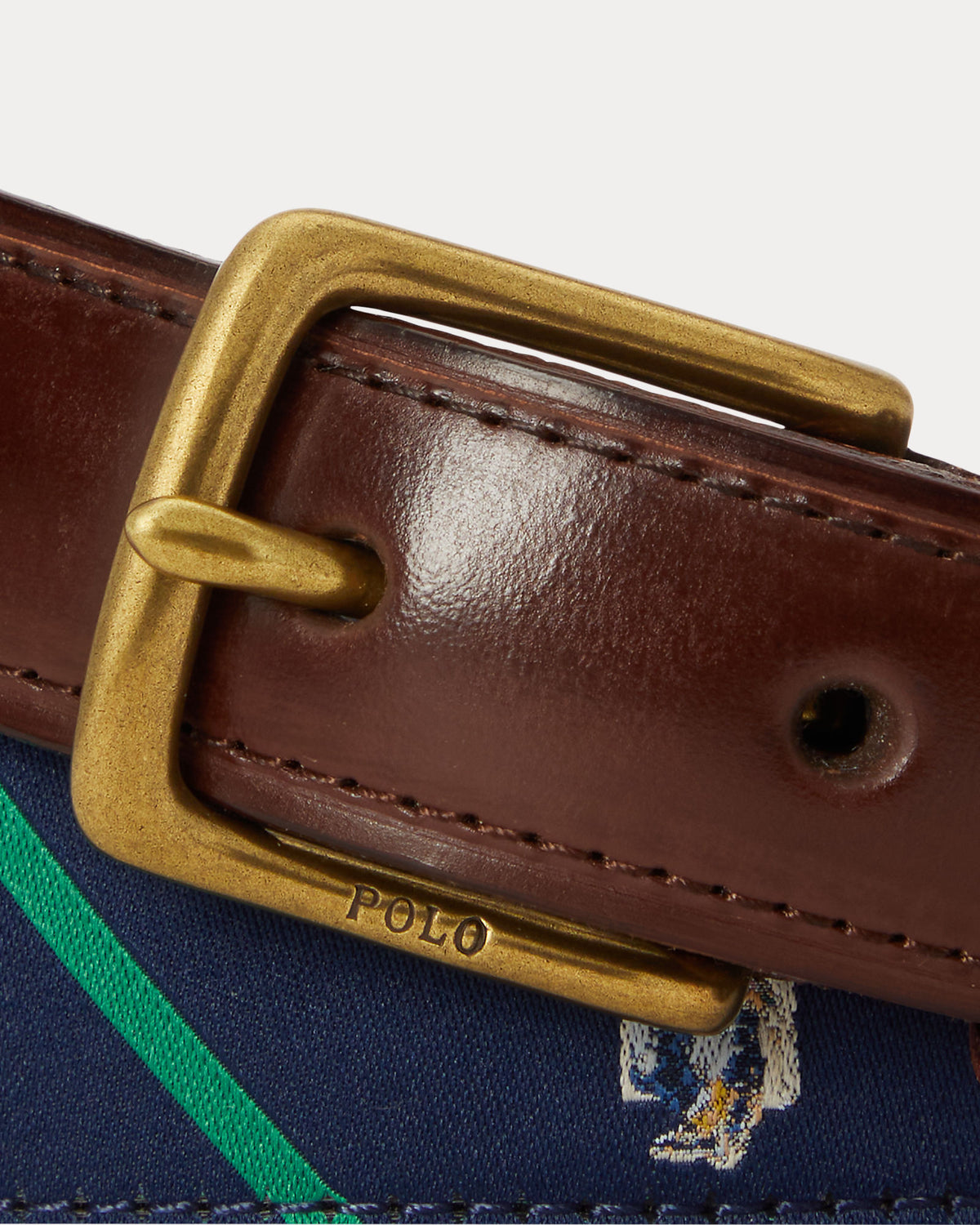POLO BEAR LEATHER-TRIM STRIPED BELT | BoUvy