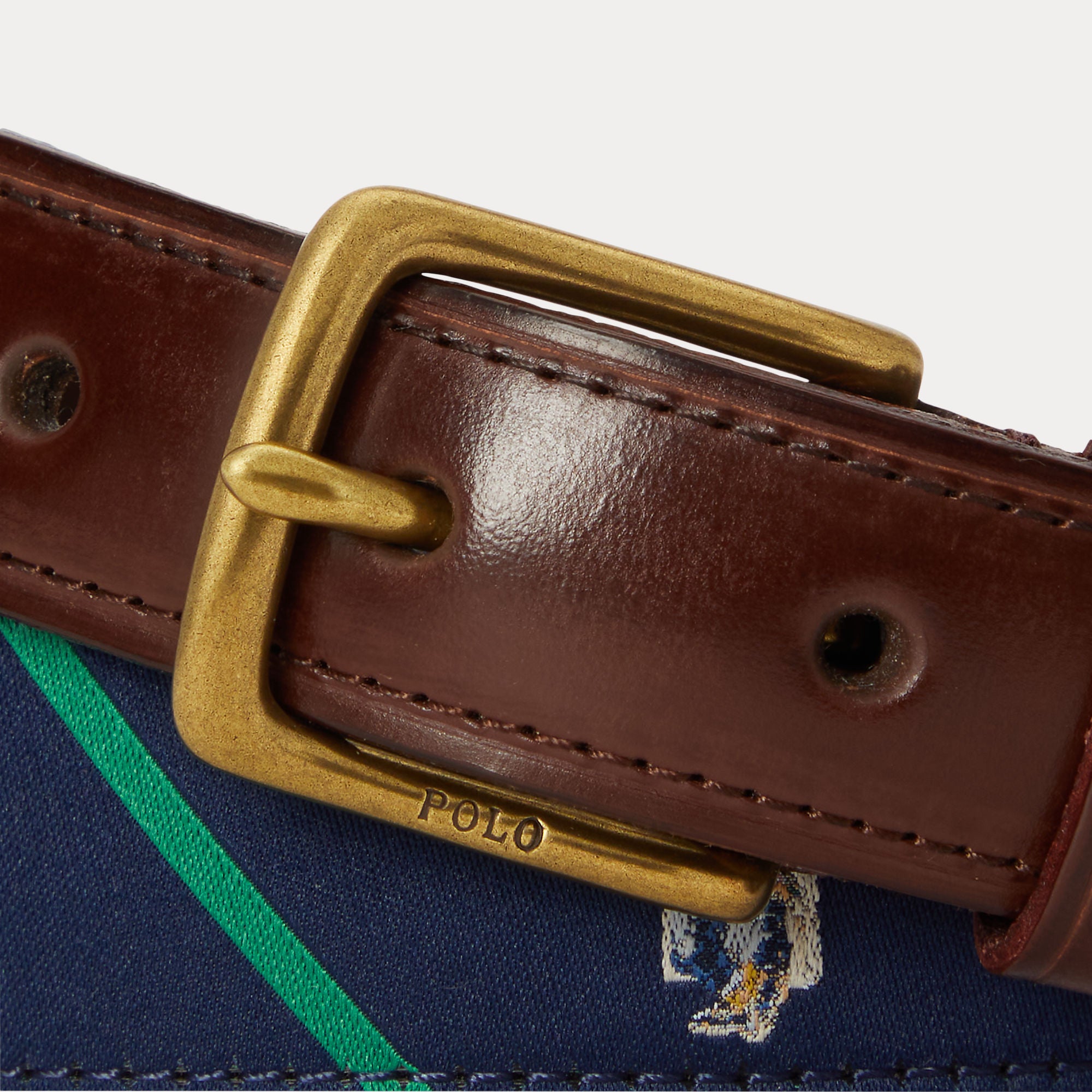 POLO BEAR LEATHER-TRIM STRIPED BELT | BoUvy