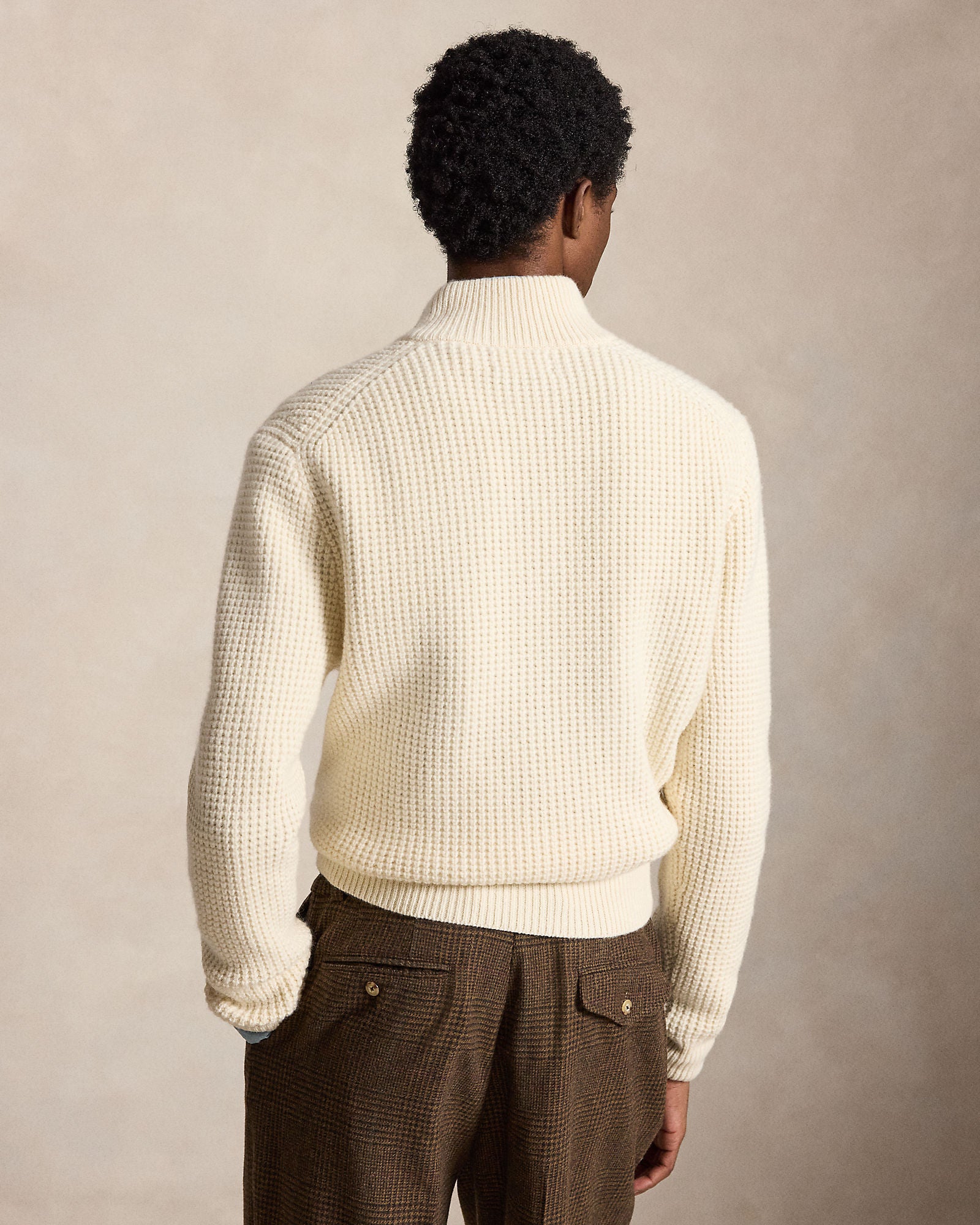 WAFFLE-KNIT WOOL-COTTON SWEATER - BoUvy