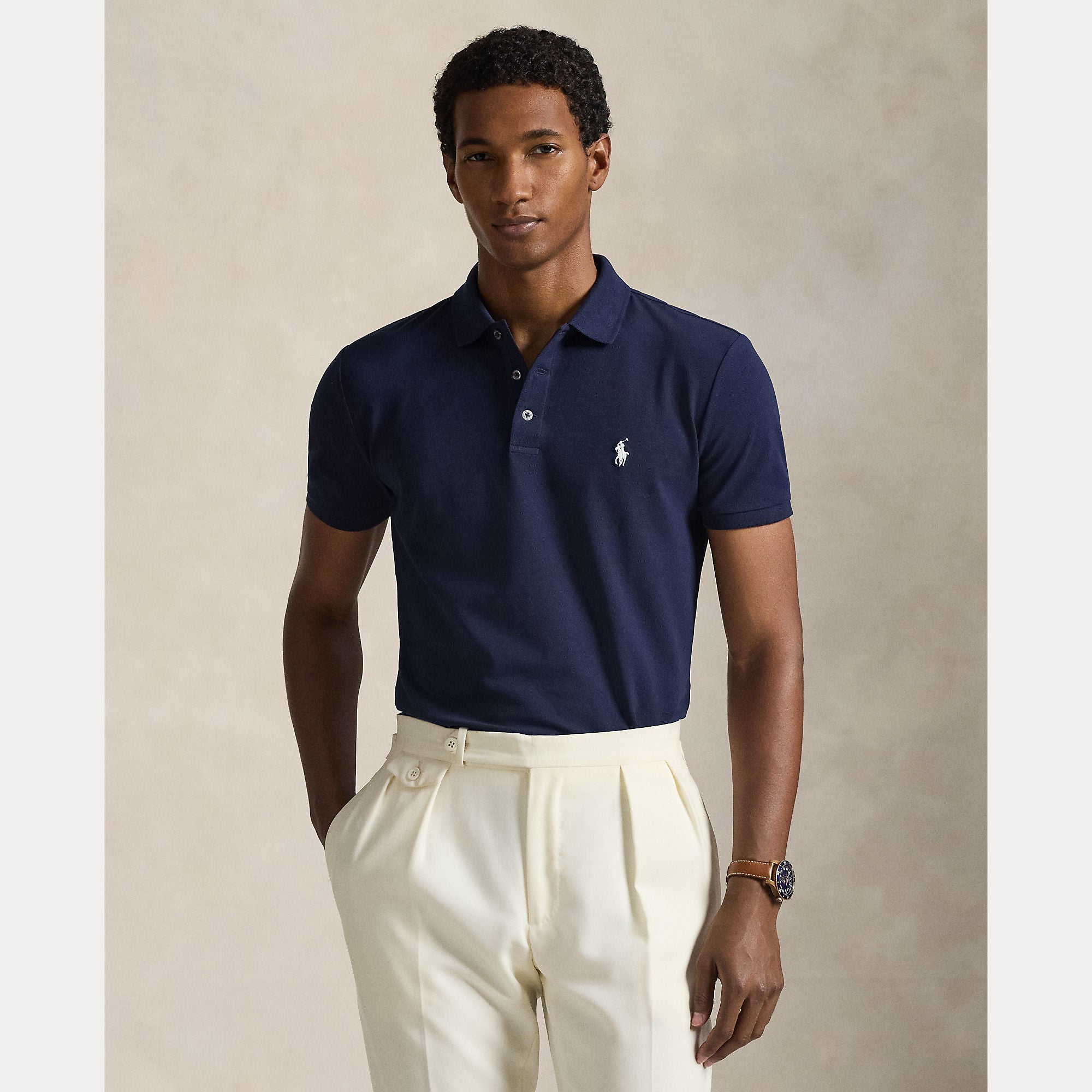 Custom Slim Fit Stretch Mesh Polo Shirt - BoUvy
