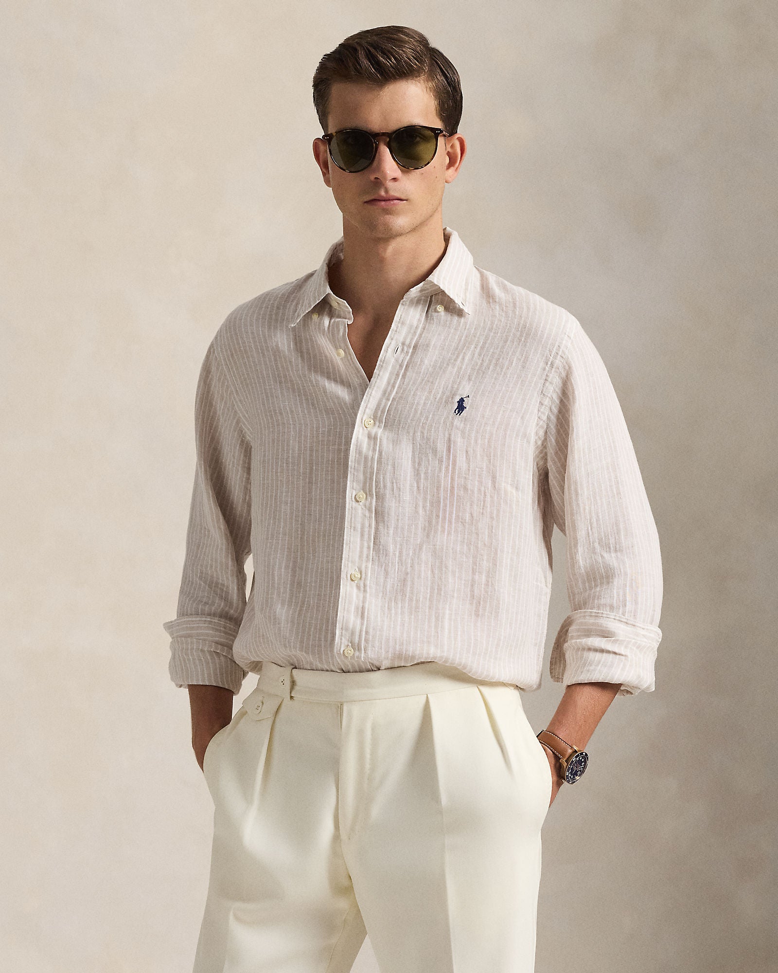 Custom Fit Striped Linen Shirt - BoUvy