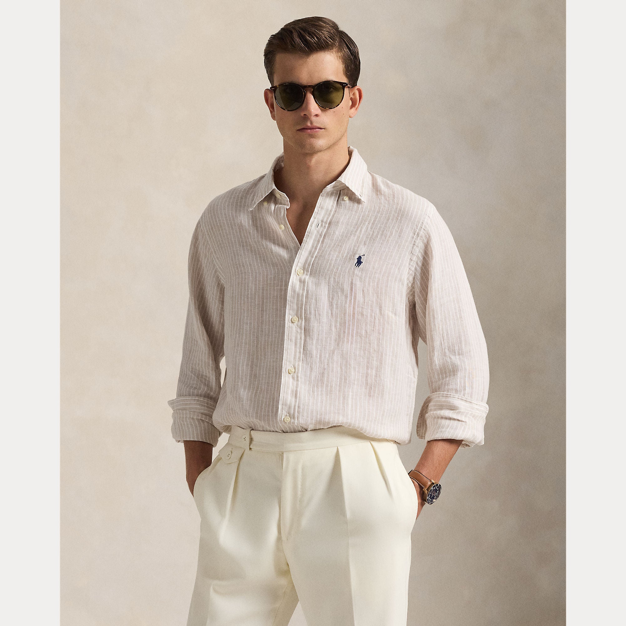 Custom Fit Striped Linen Shirt - BoUvy