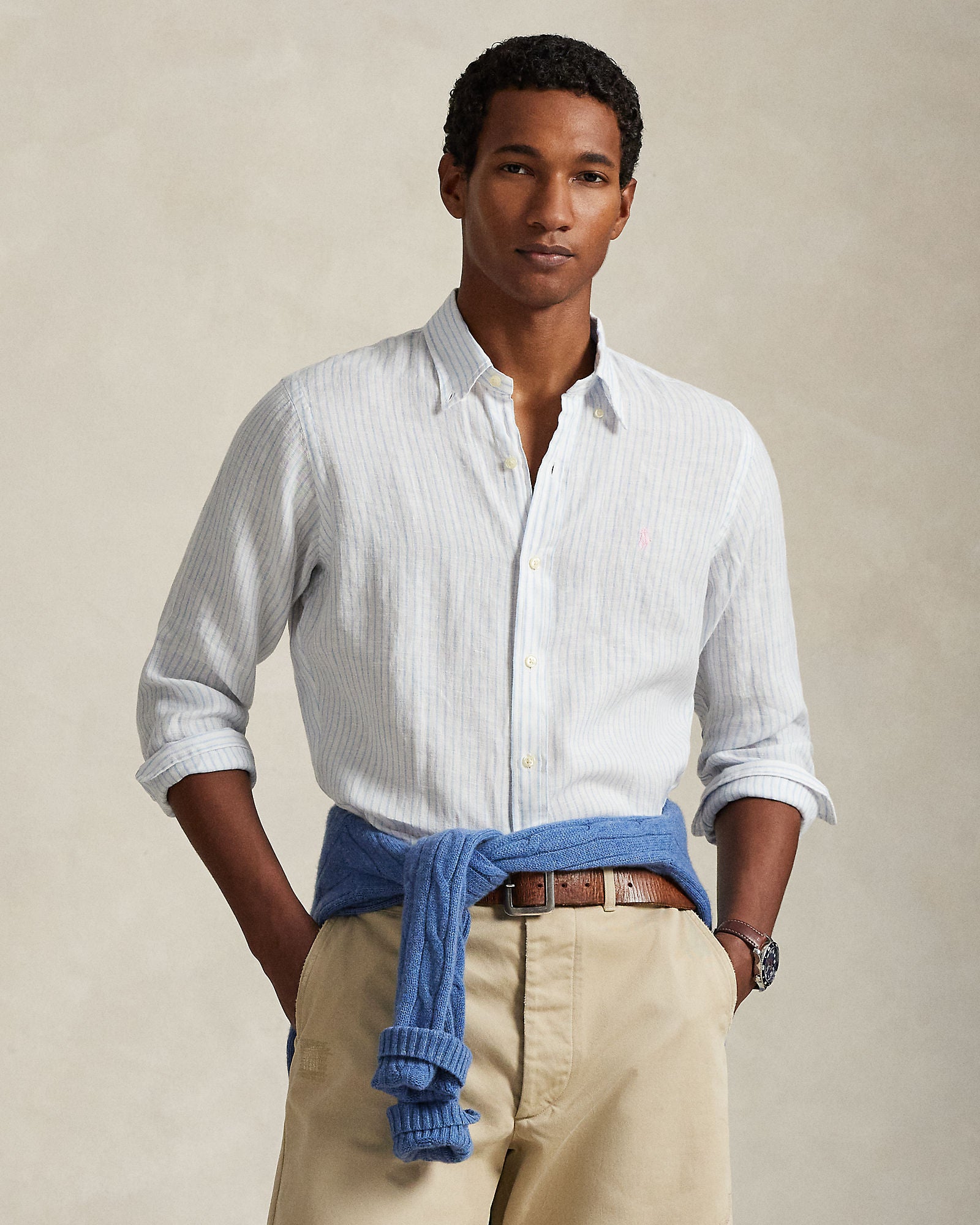 Custom Fit Striped Linen Shirt - BoUvy