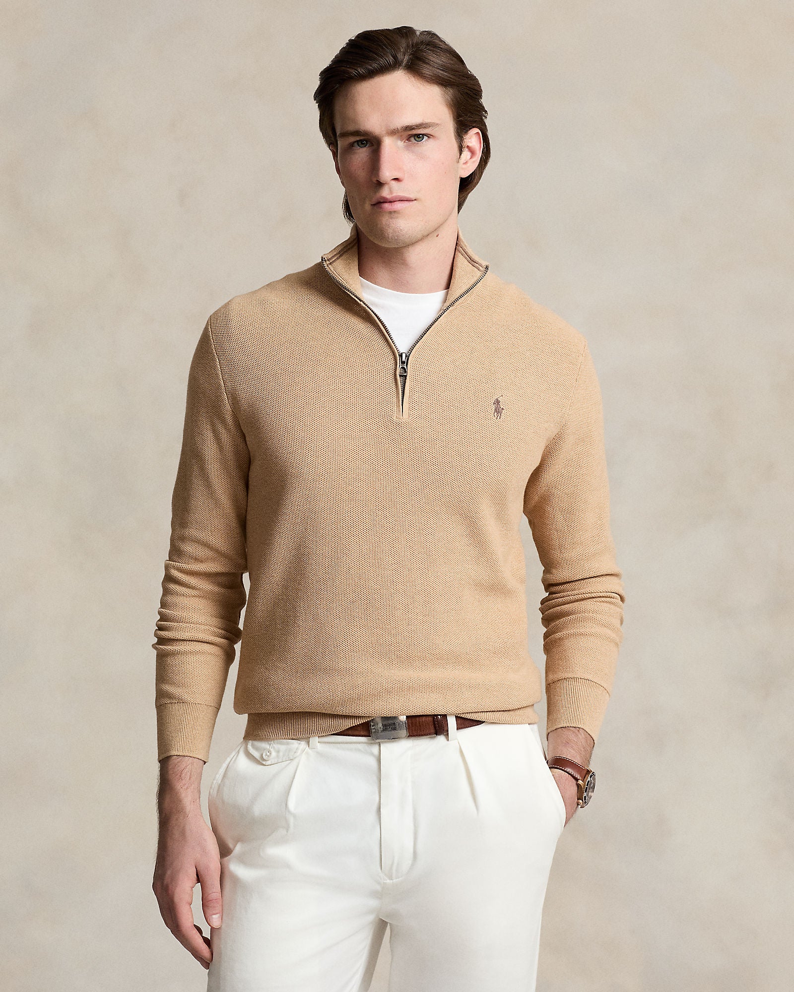 Mesh-Knit Cotton Quarter-Zip Sweater - BoUvy