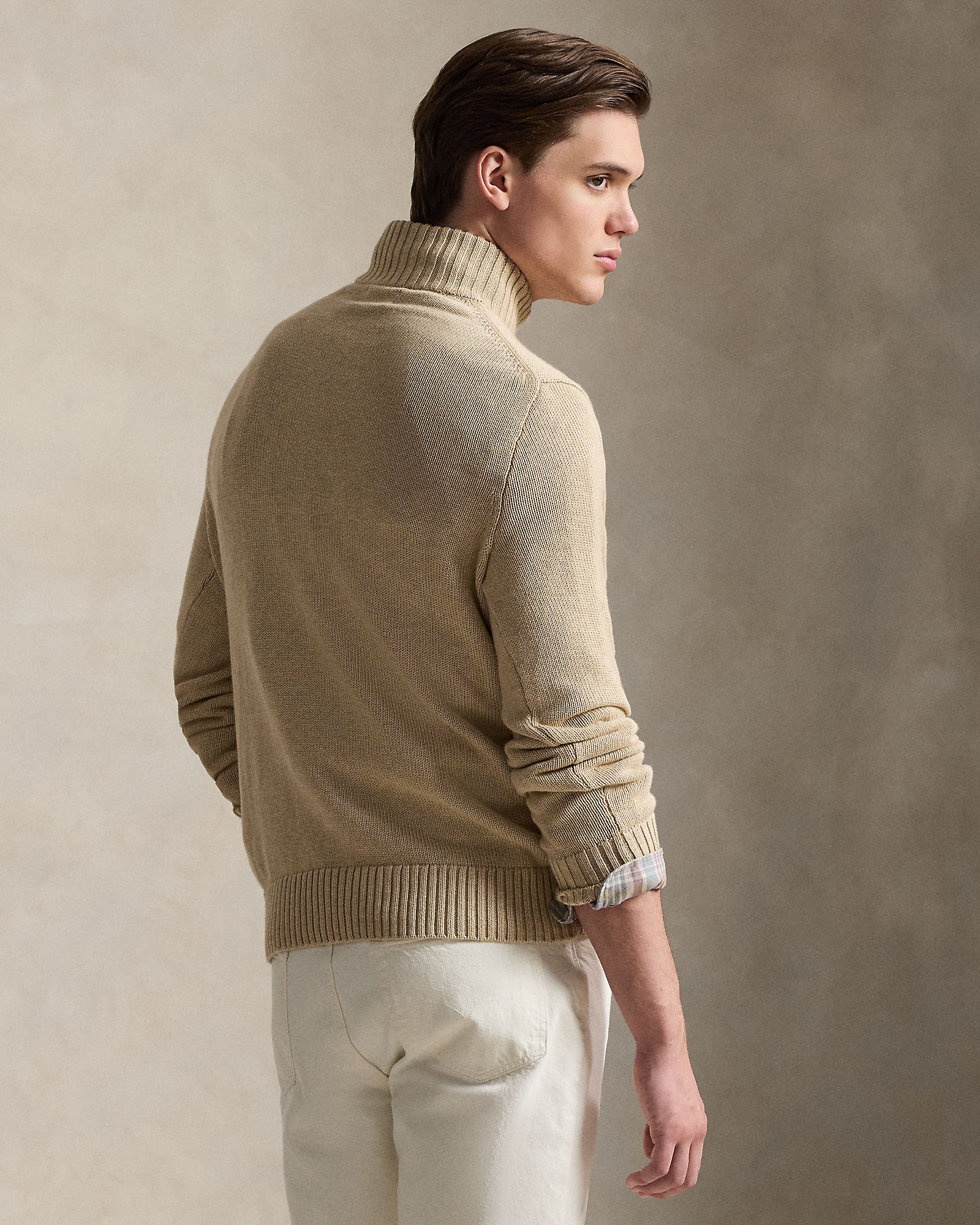 Cotton Quarter-Zip Mockneck Sweater - BoUvy