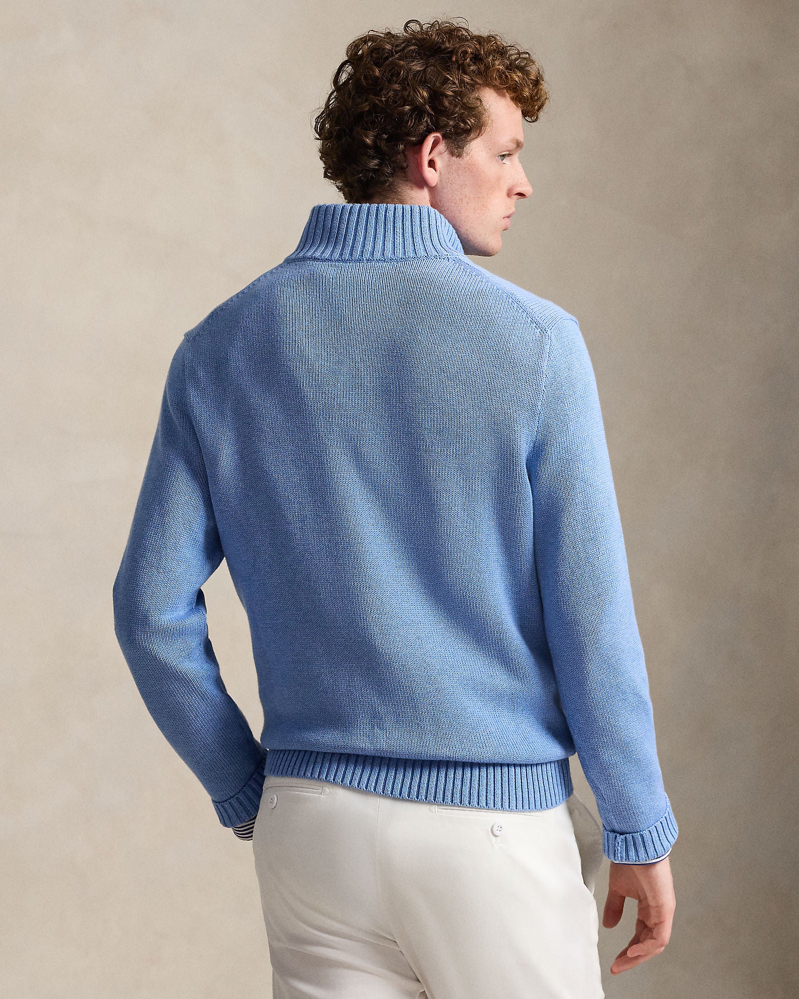 Cotton Quarter-Zip Mockneck Sweater - BoUvy