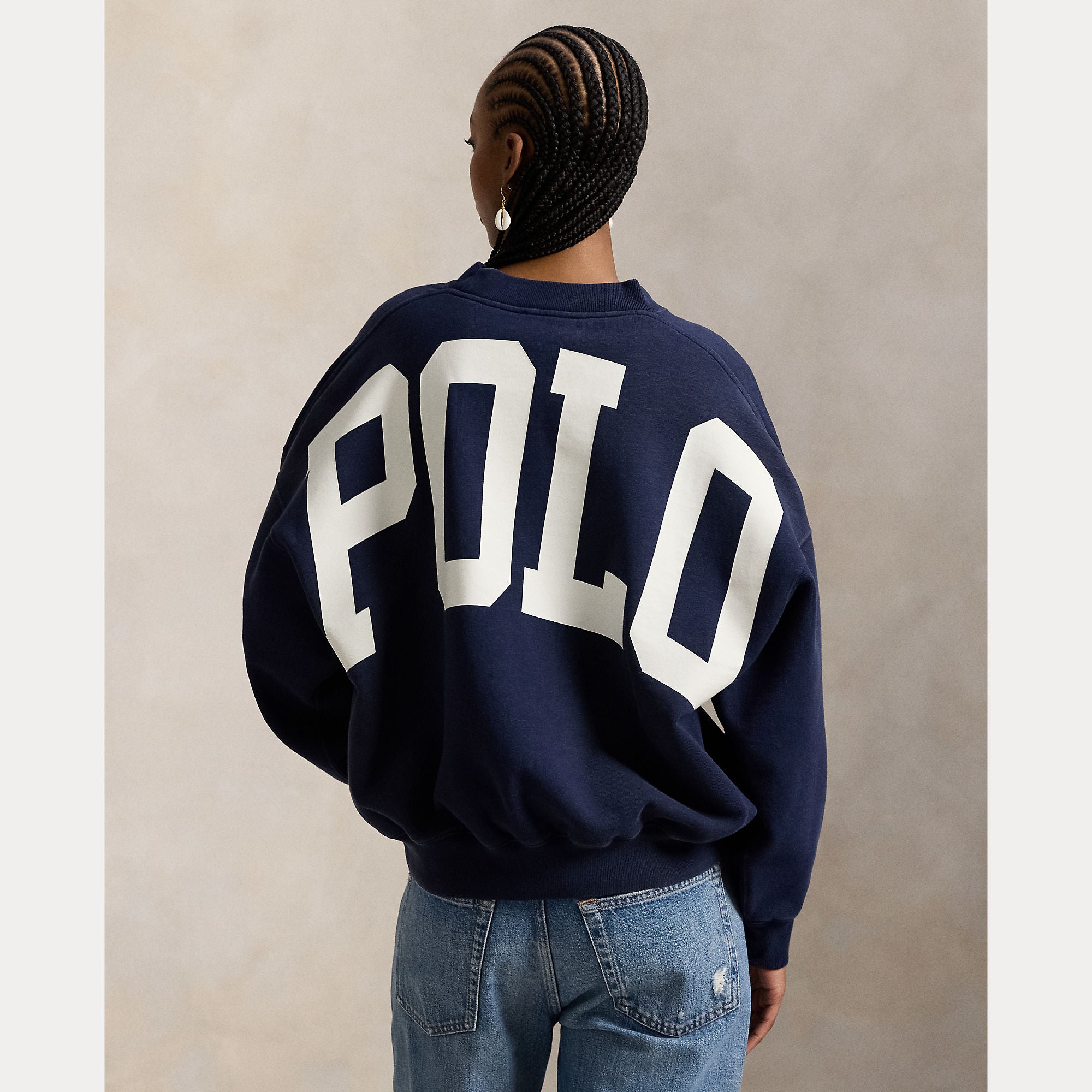 Oversize Back-Logo Fleece Crewneck - BoUvy