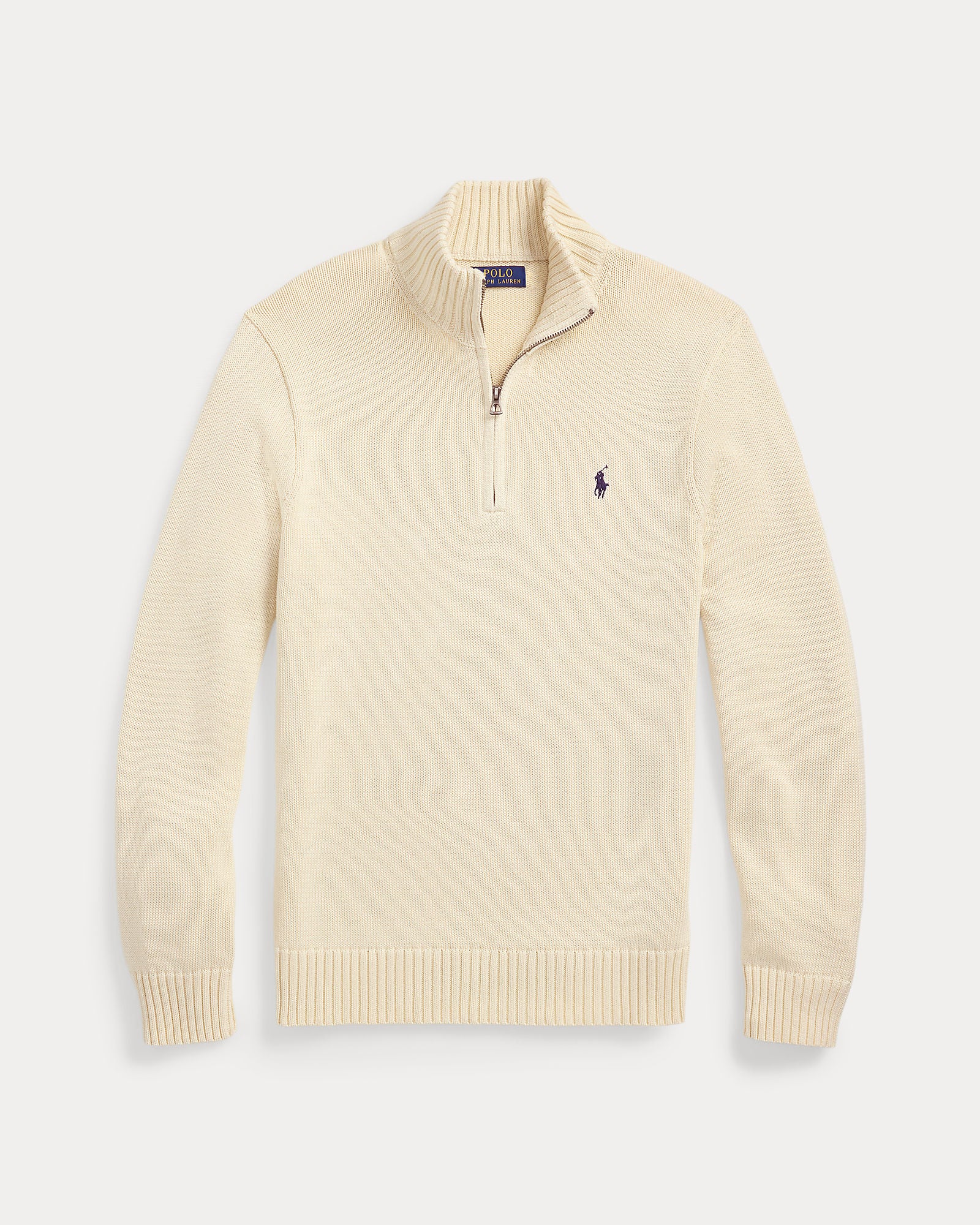 Cotton Quarter-Zip Mockneck Sweater - BoUvy