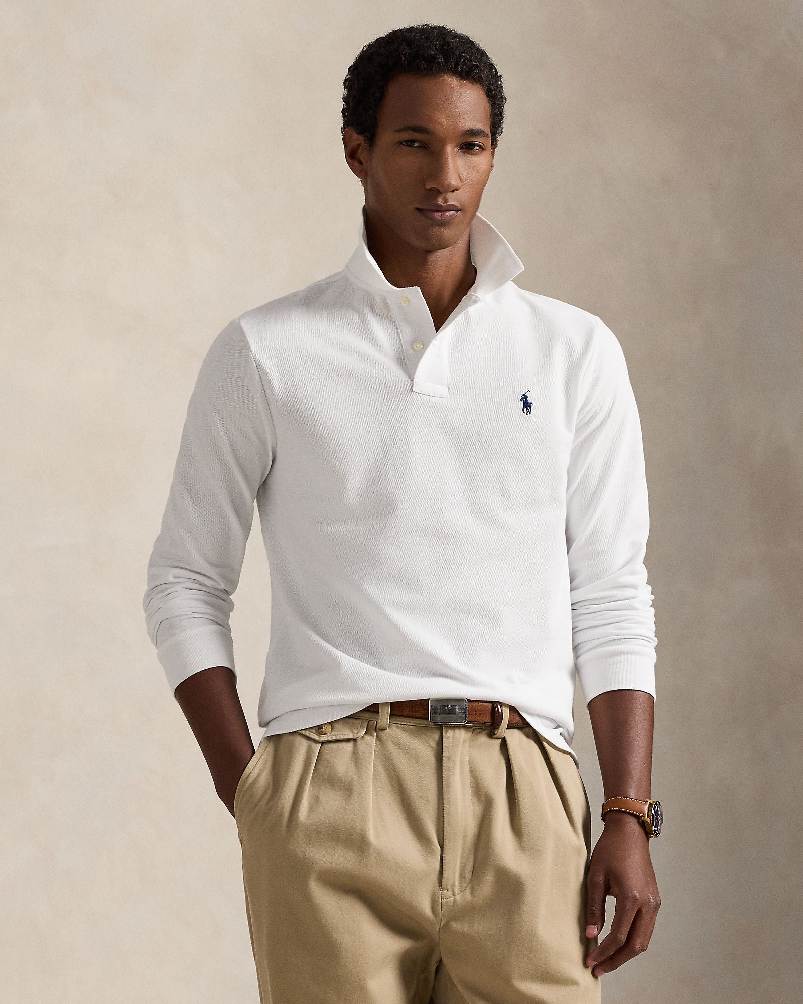 Mesh Long-Sleeve Polo Shirt - BoUvy