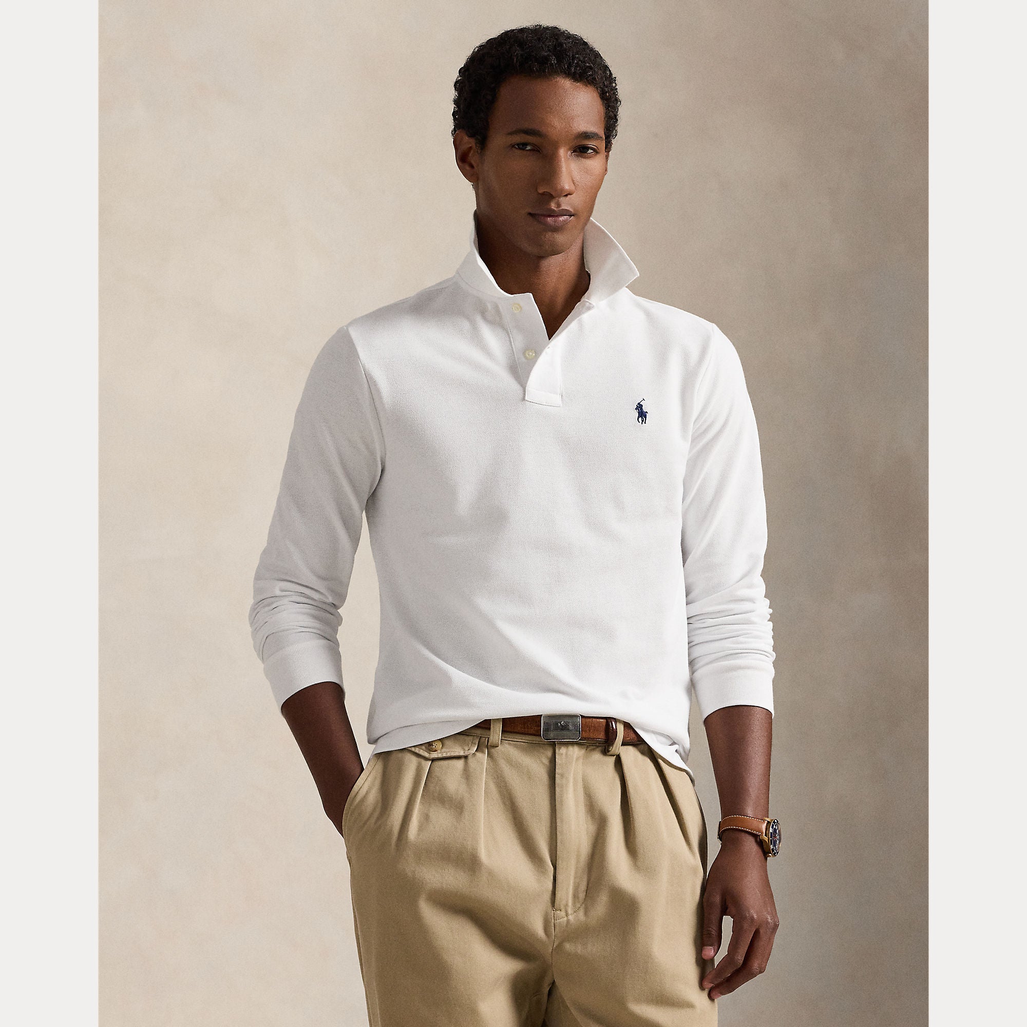 Mesh Long-Sleeve Polo Shirt - BoUvy