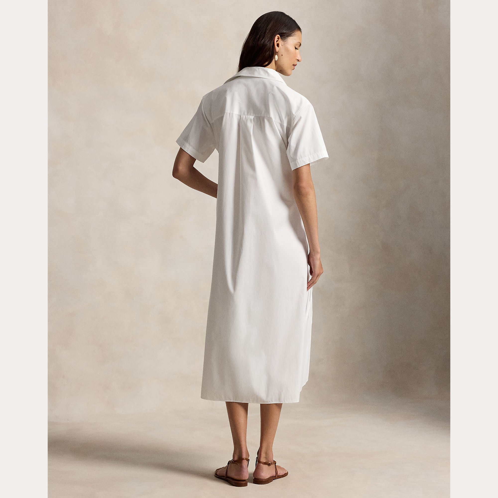 Cotton Drawcord Maxi Shirtdress - BoUvy