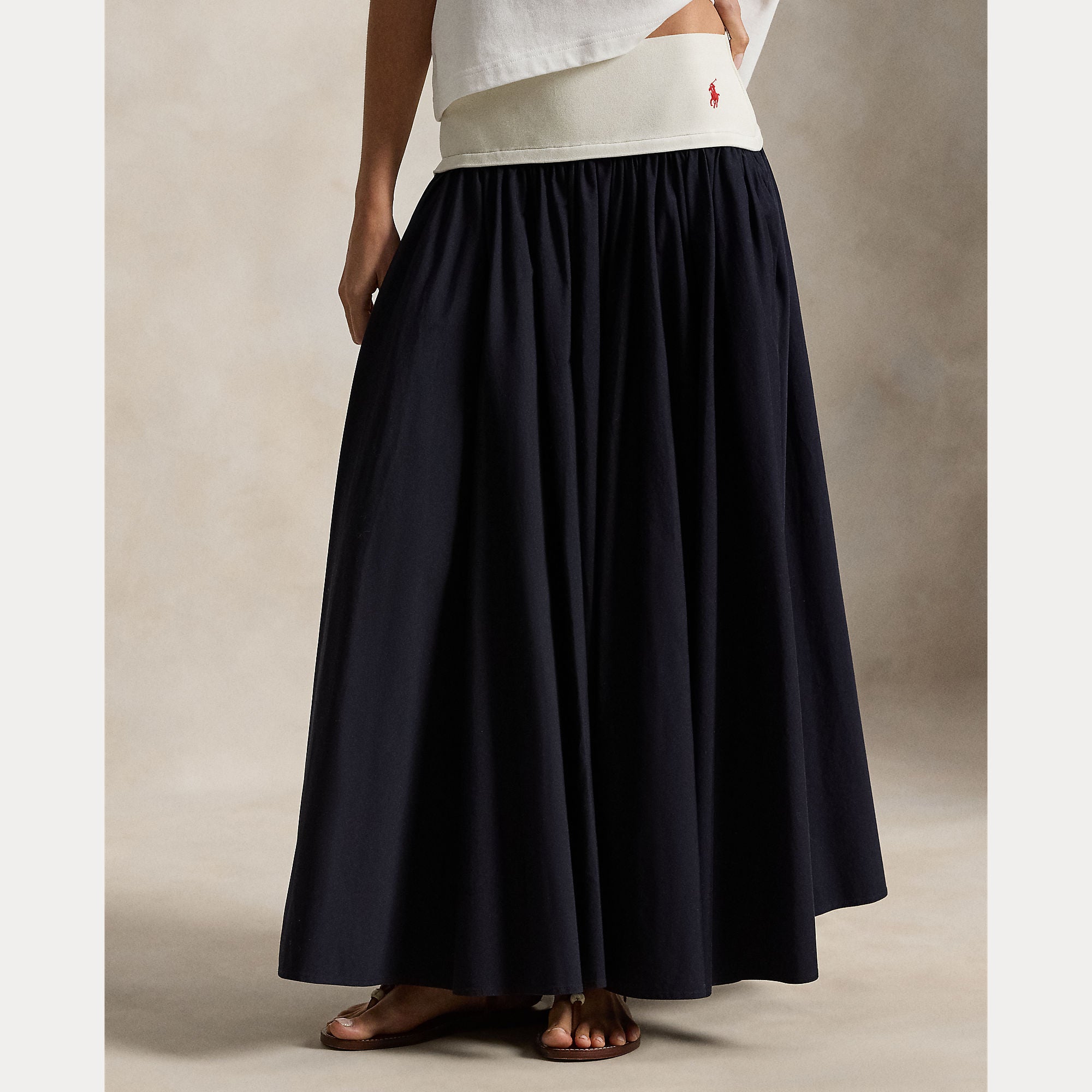 Contrast-Waistband A-Line Skirt - BoUvy