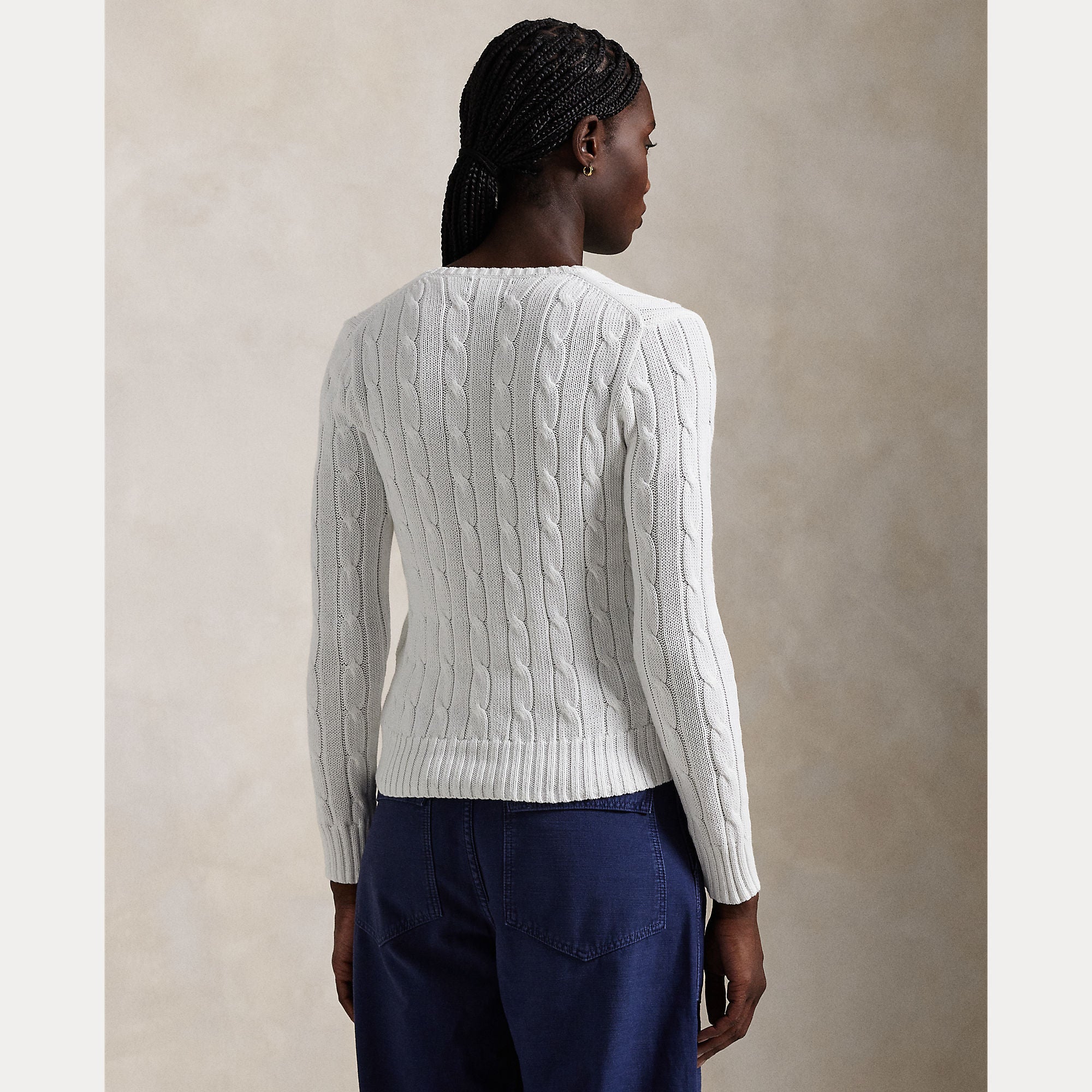 Cable-Knit Cotton V-Neck Sweater - BoUvy
