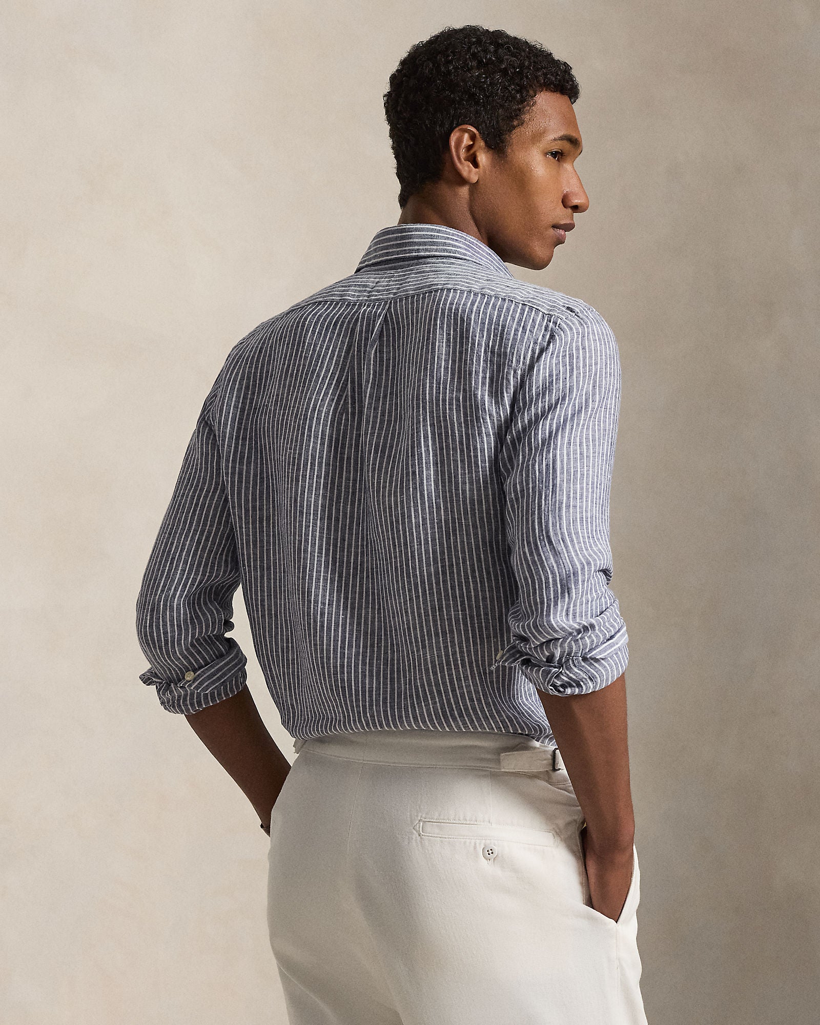 Custom Fit Striped Linen Shirt - BoUvy