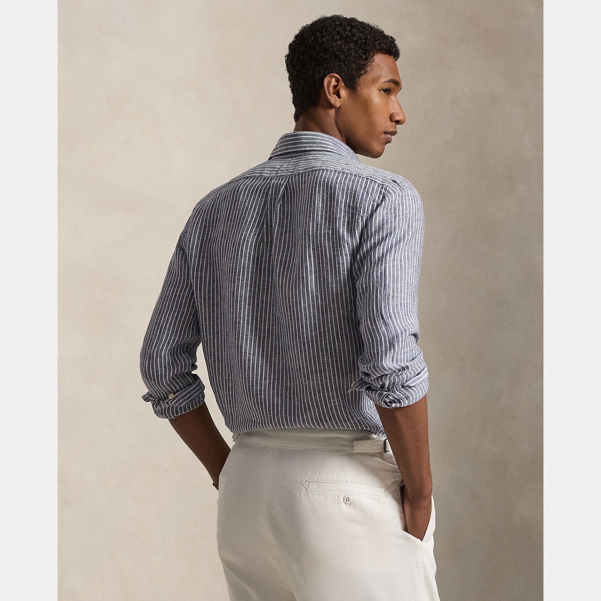 Custom Fit Striped Linen Shirt - BoUvy