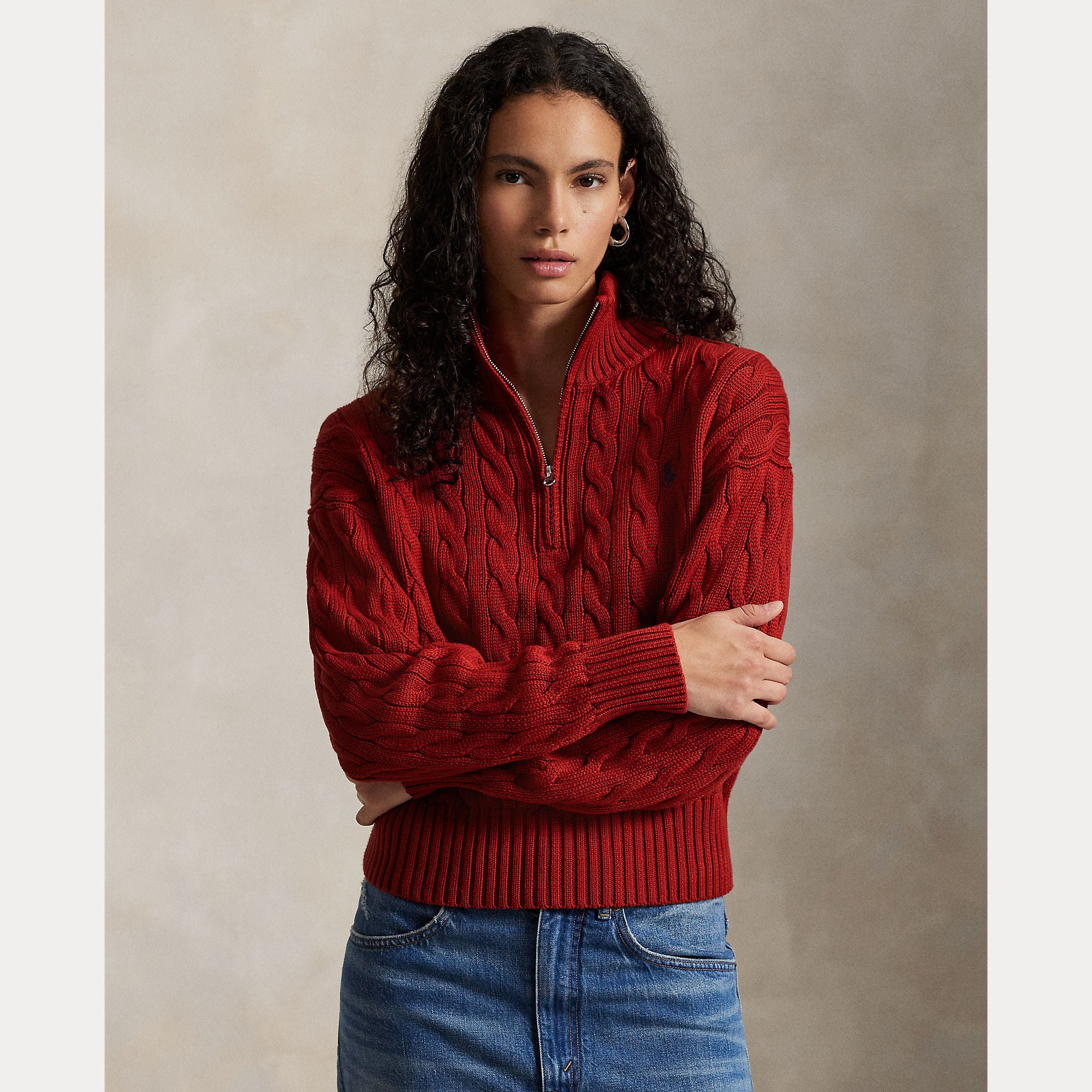 Cable-Knit Cotton Quarter-Zip Sweater - BoUvy