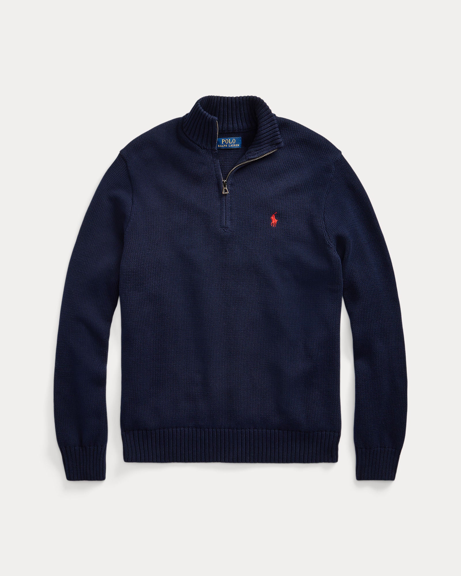 Cotton Quarter-Zip Mockneck Sweater - BoUvy