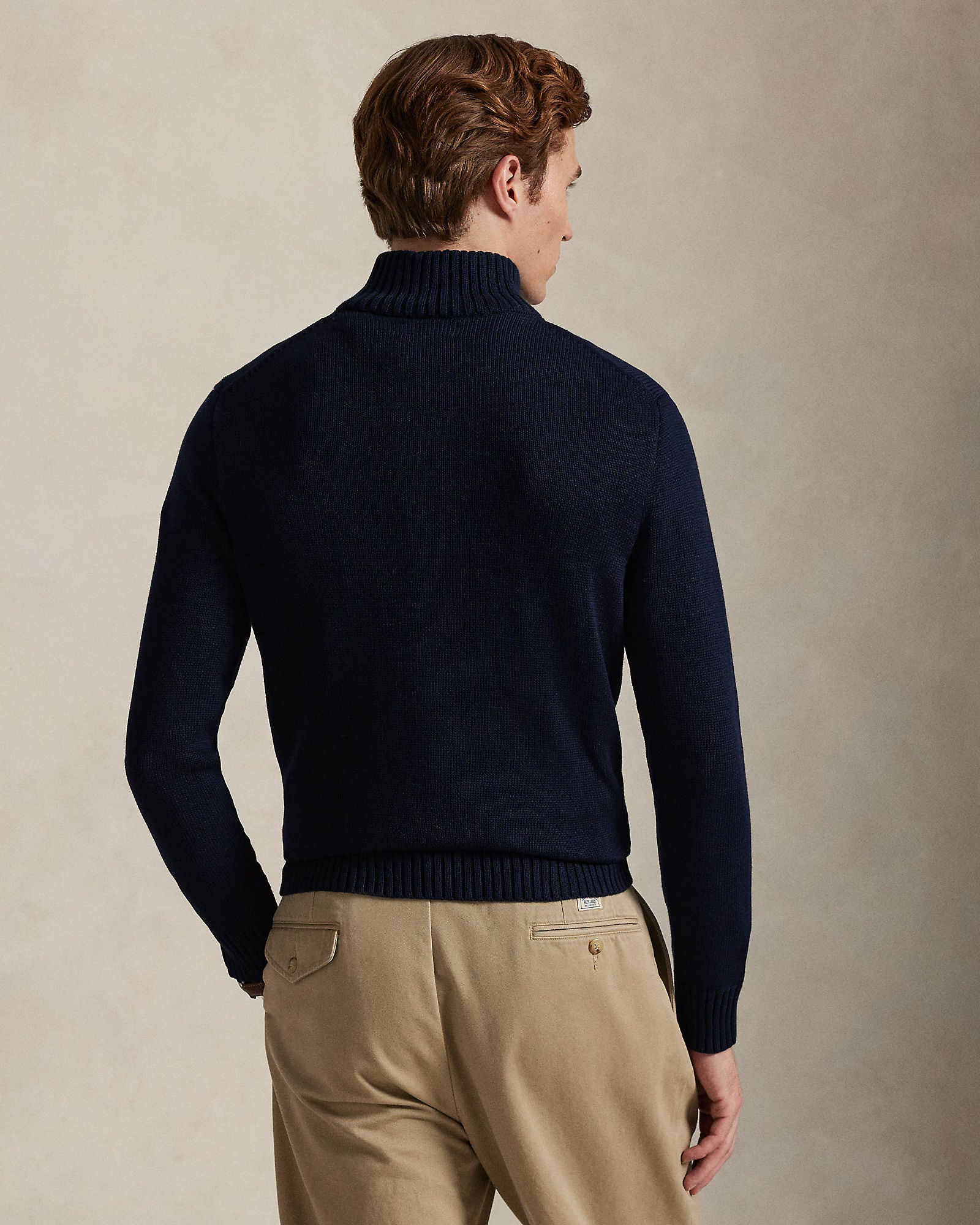 Cotton Quarter-Zip Mockneck Sweater - BoUvy