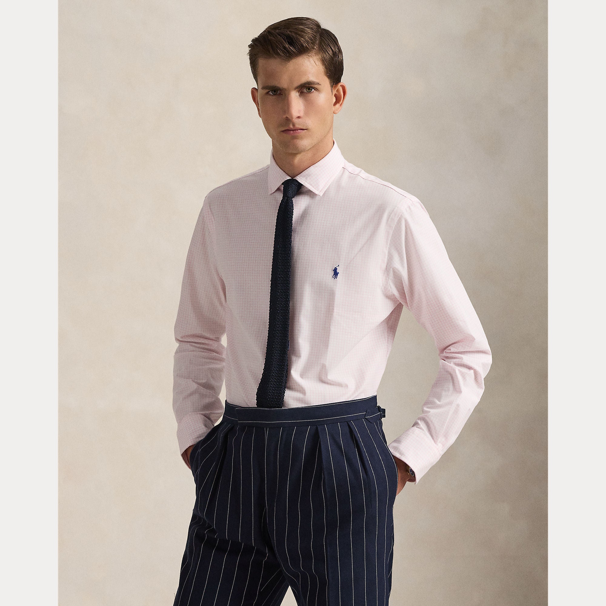 CUSTOM FIT PLAID STRETCH POPLIN SHIRT - BoUvy