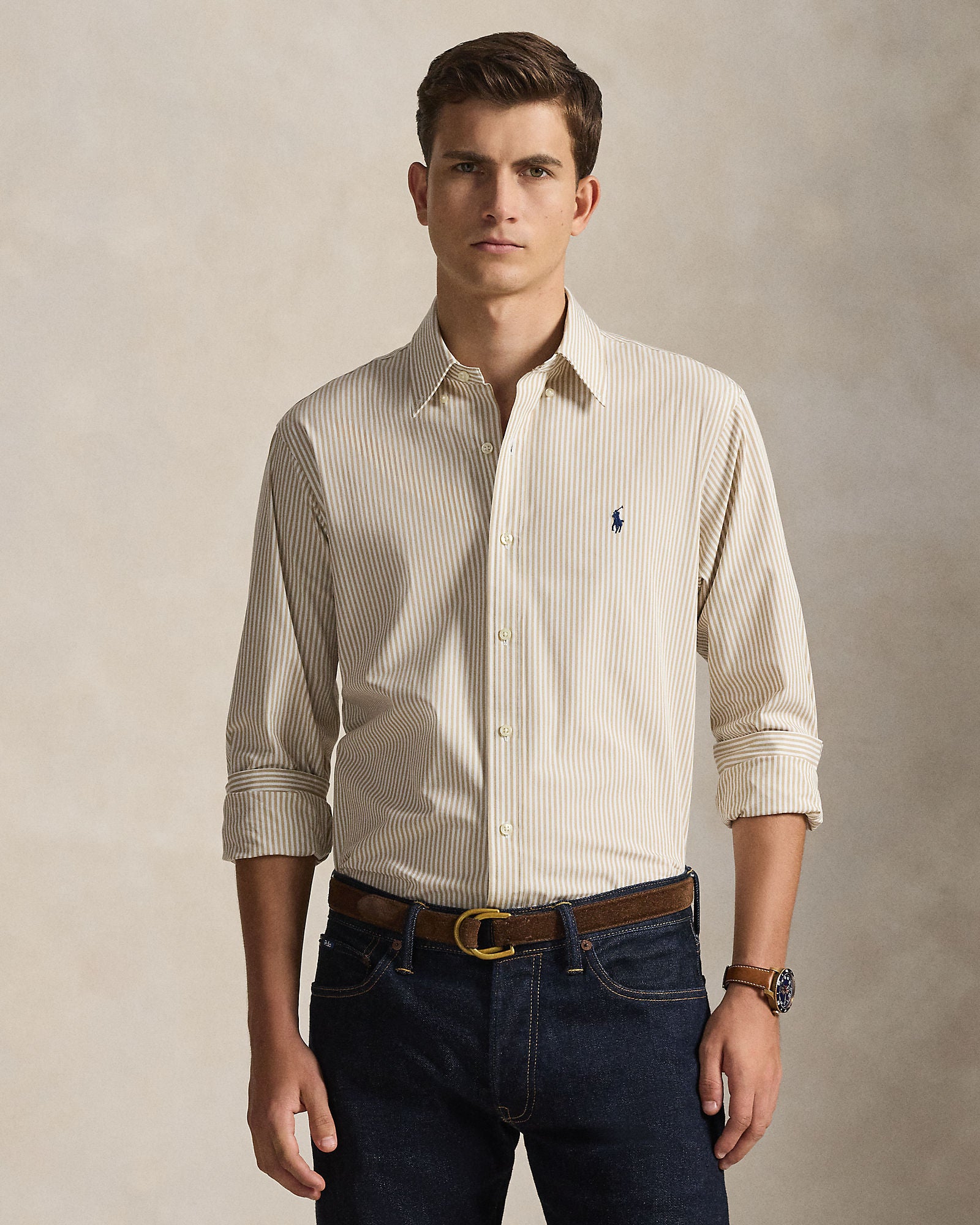 Custom Fit Striped Stretch Poplin Shirt - BoUvy