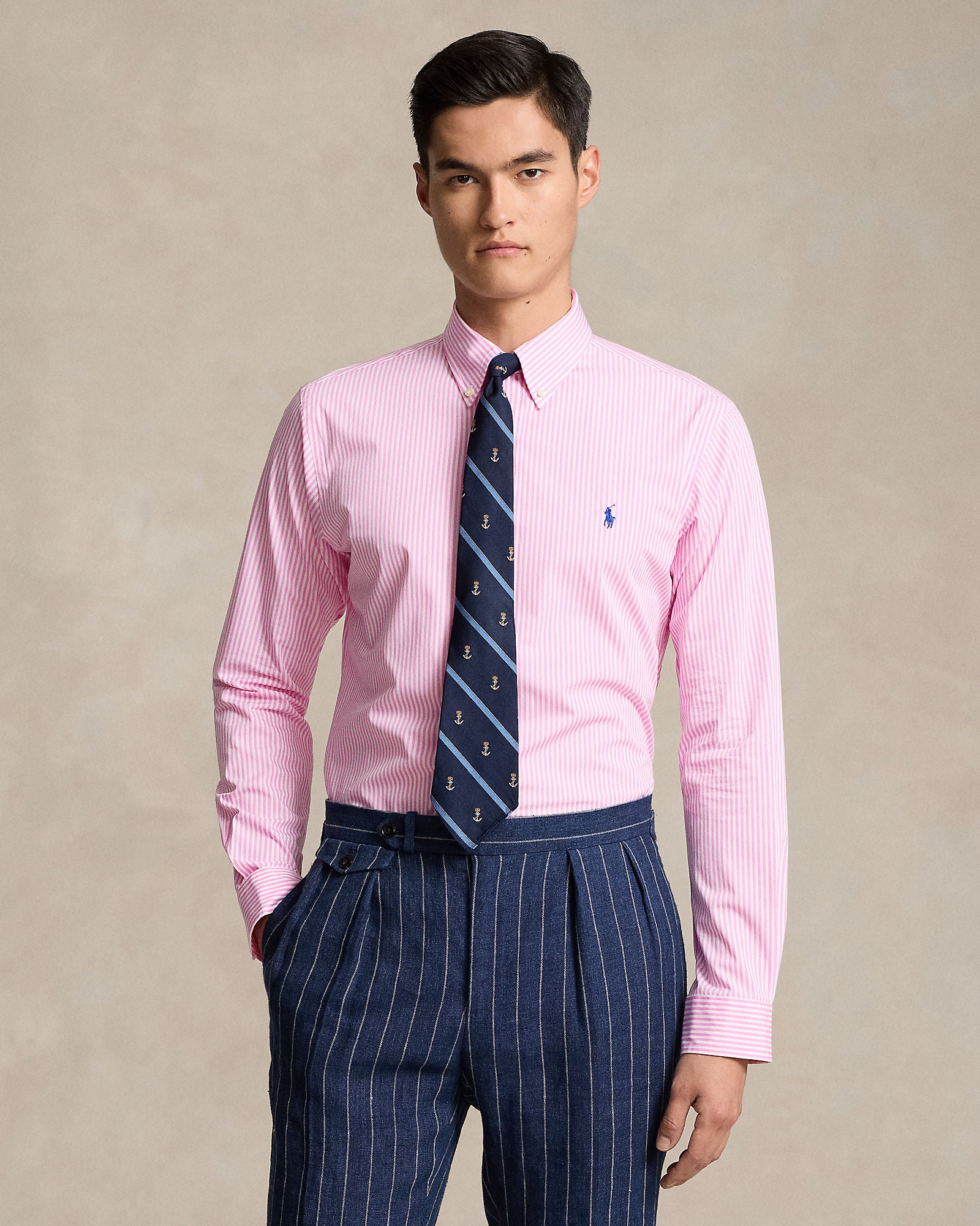 Custom Fit Striped Stretch Poplin Shirt - BoUvy