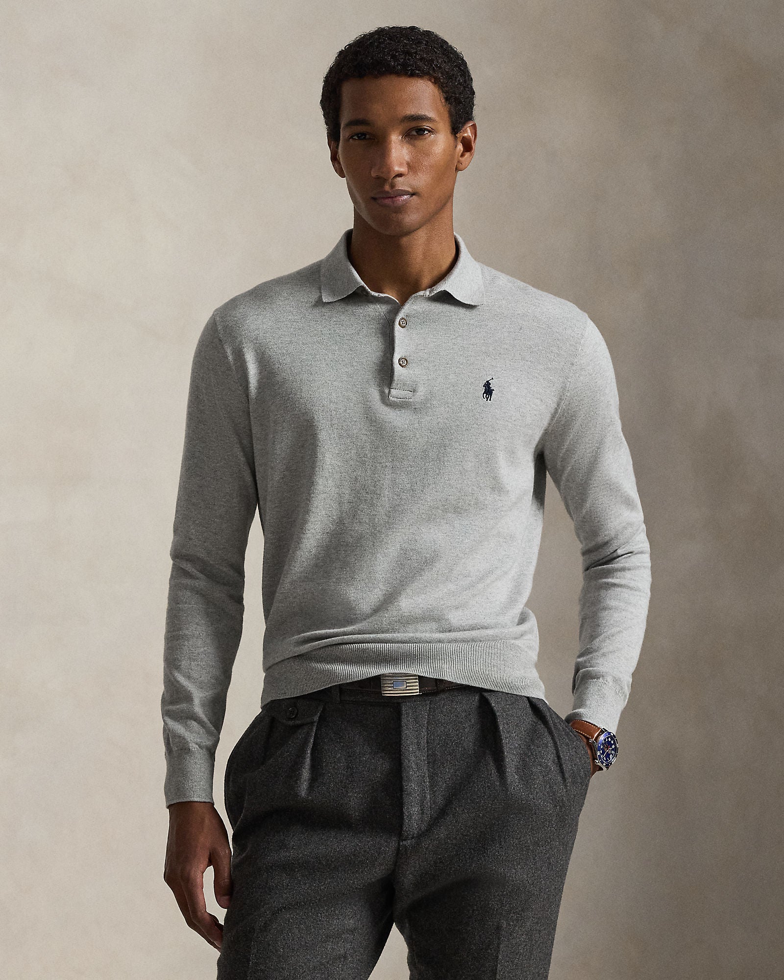 Cotton Polo-Collar Sweater - BoUvy