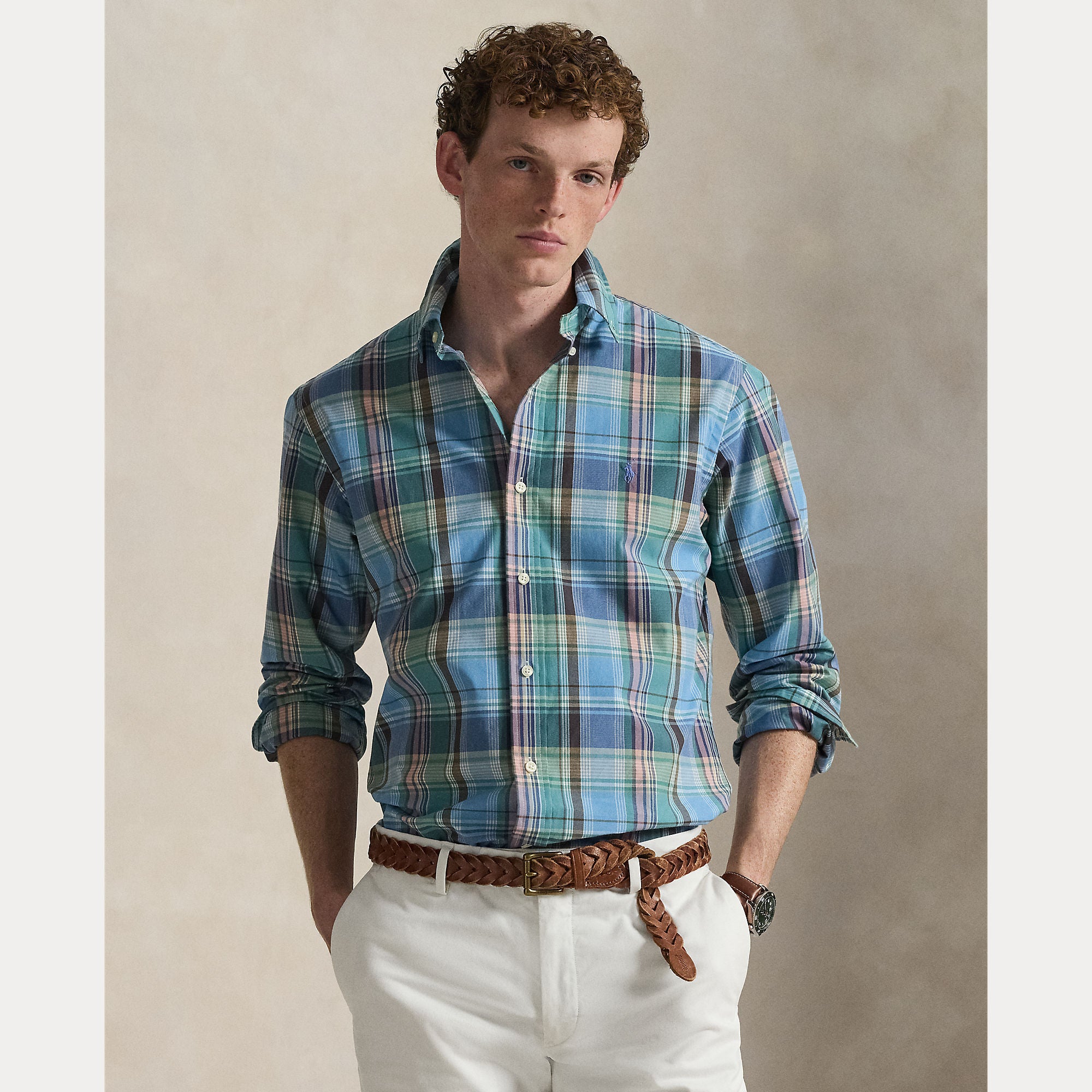 CUSTOM FIT PLAID POPLIN SHIRT - BoUvy