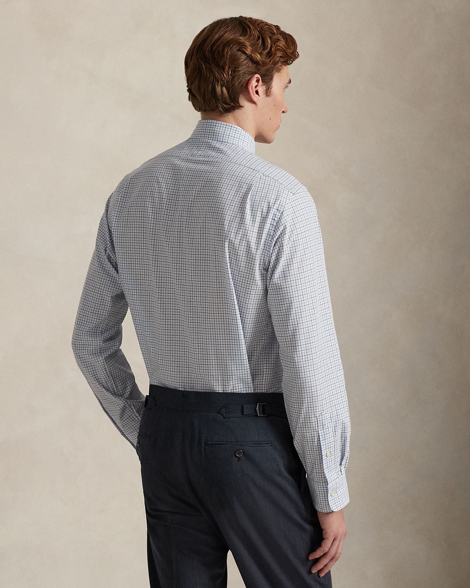 Custom Fit Plaid Stretch Poplin Shirt - BoUvy