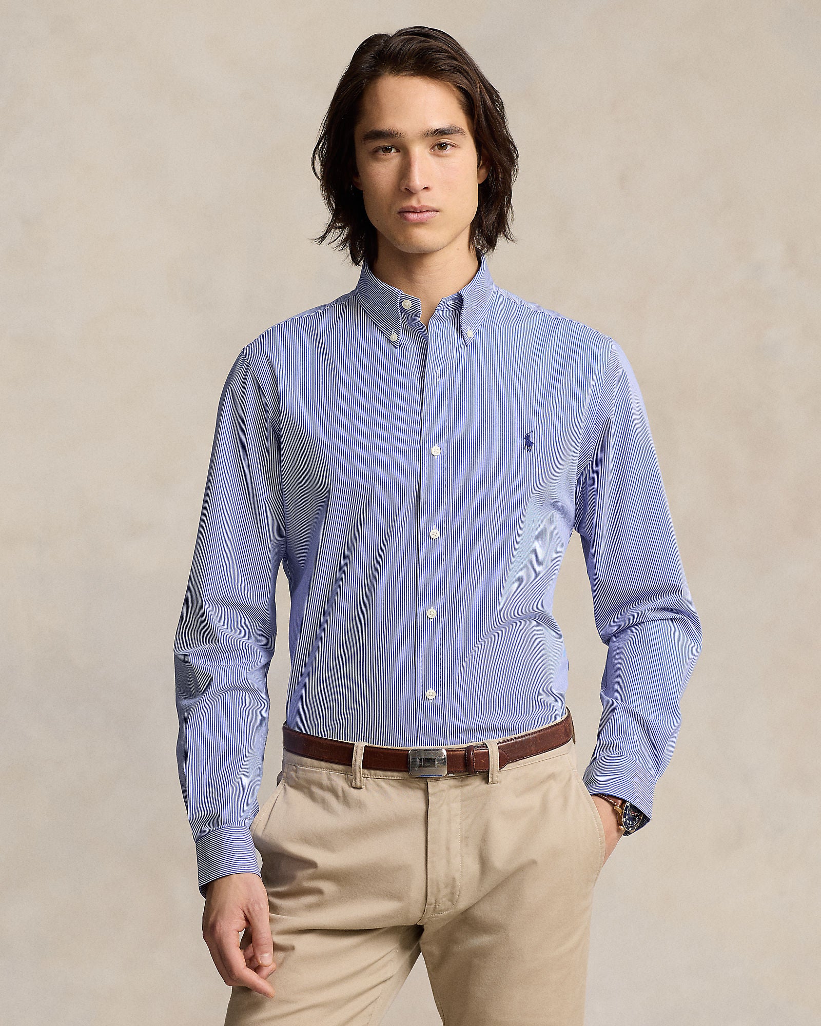 Slim Fit Striped Stretch Poplin Shirt - BoUvy