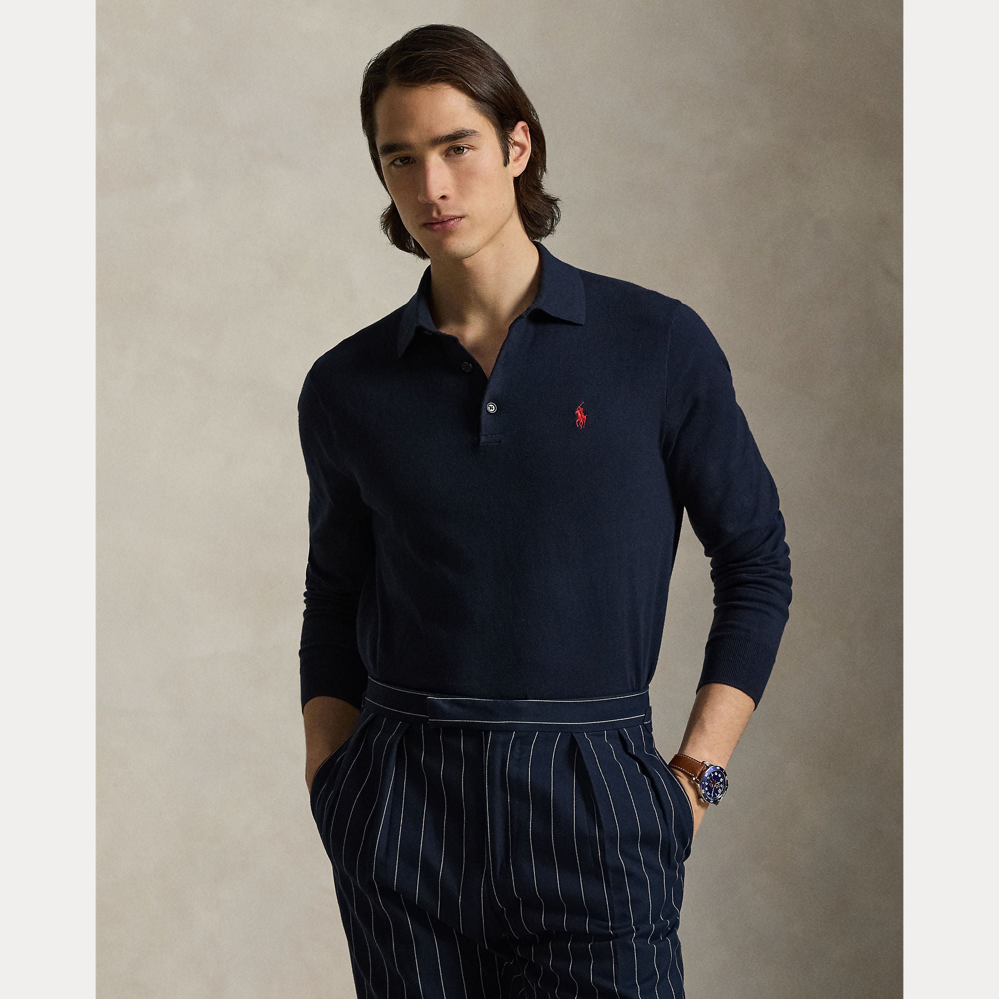 Cotton Polo-Collar Sweater - BoUvy