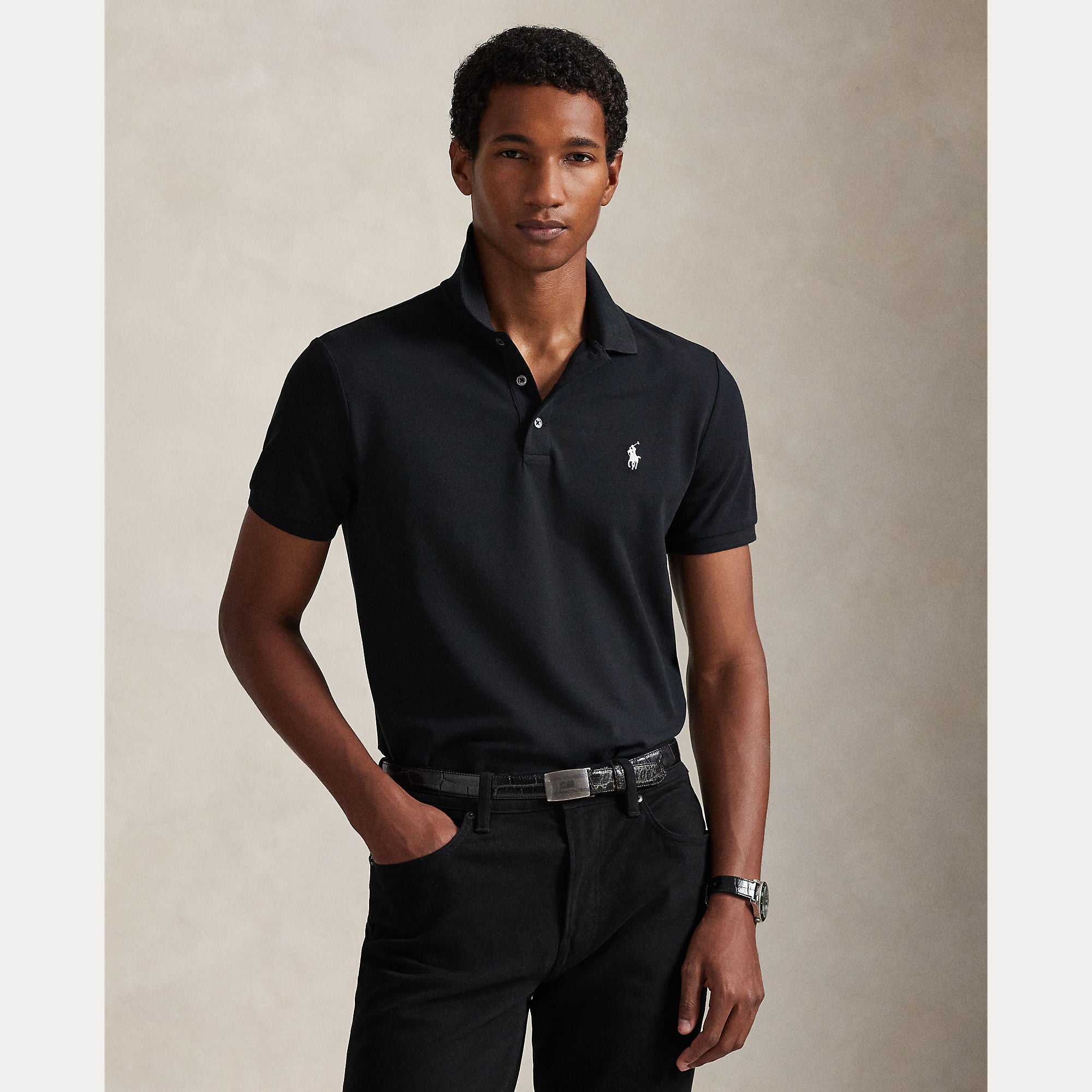Custom Slim Fit Stretch Mesh Polo Shirt - BoUvy