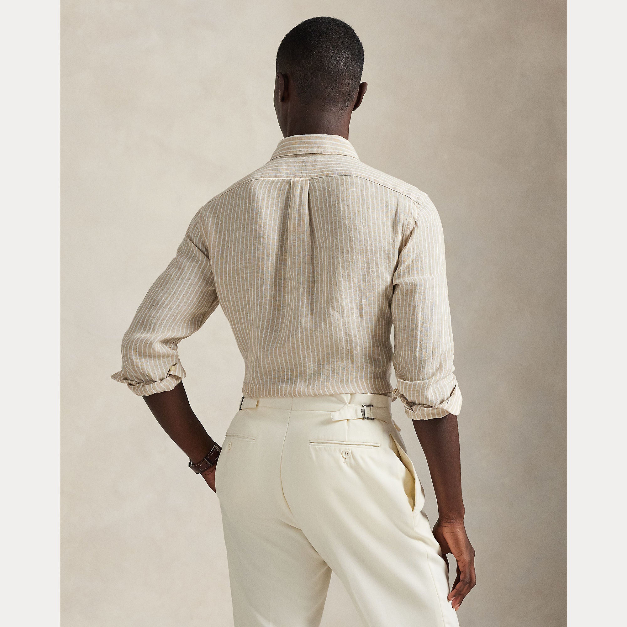 CUSTOM FIT STRIPED LINEN SHIRT - BoUvy