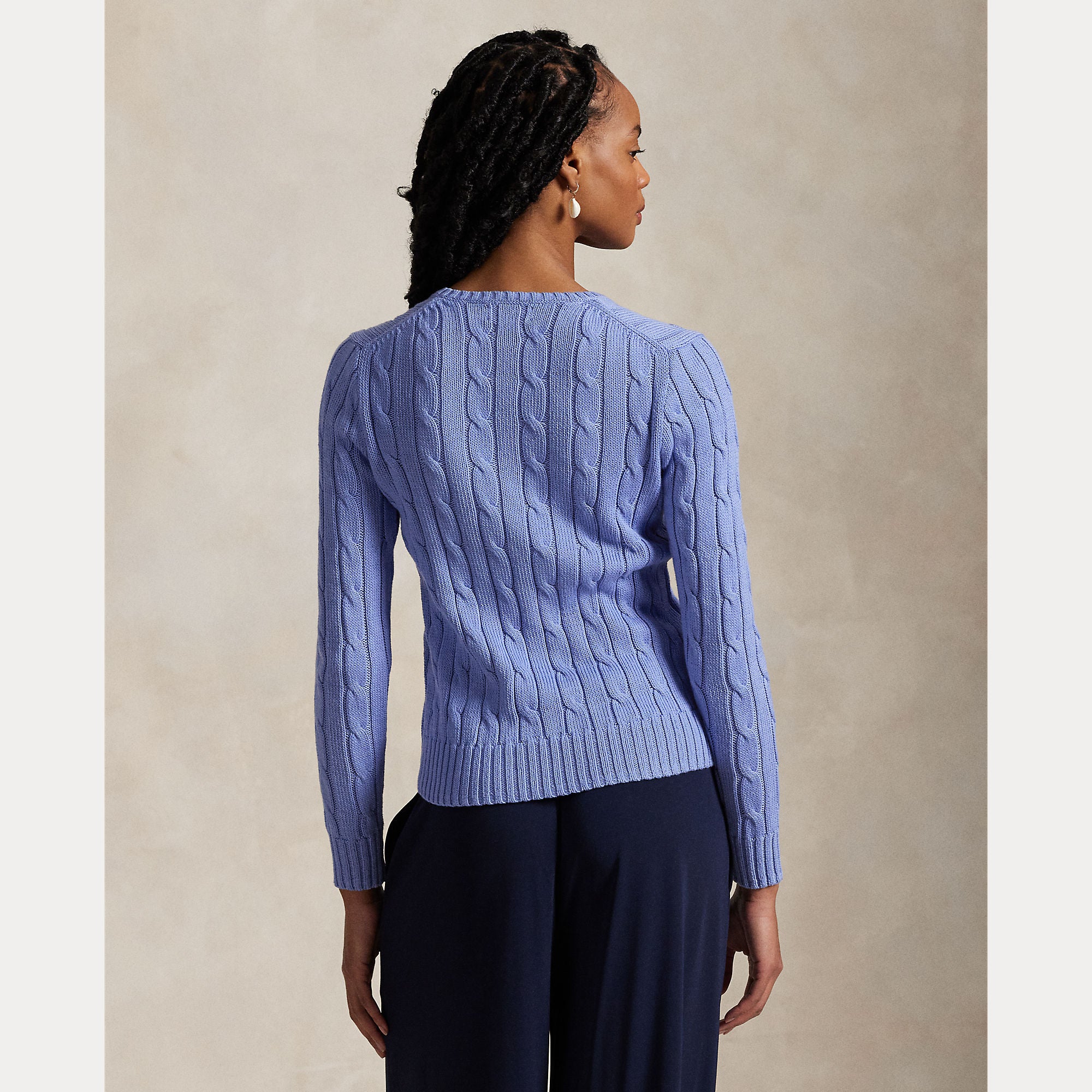 Cable-Knit Cotton V-Neck Sweater - BoUvy