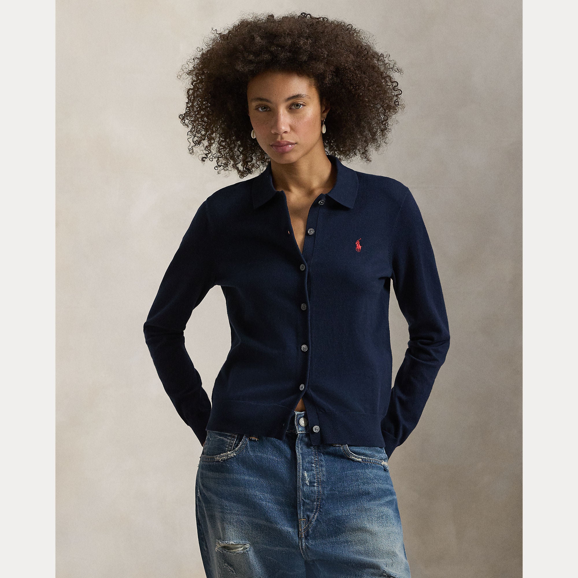 Polo-Collar Buttoned Cardigan - BoUvy