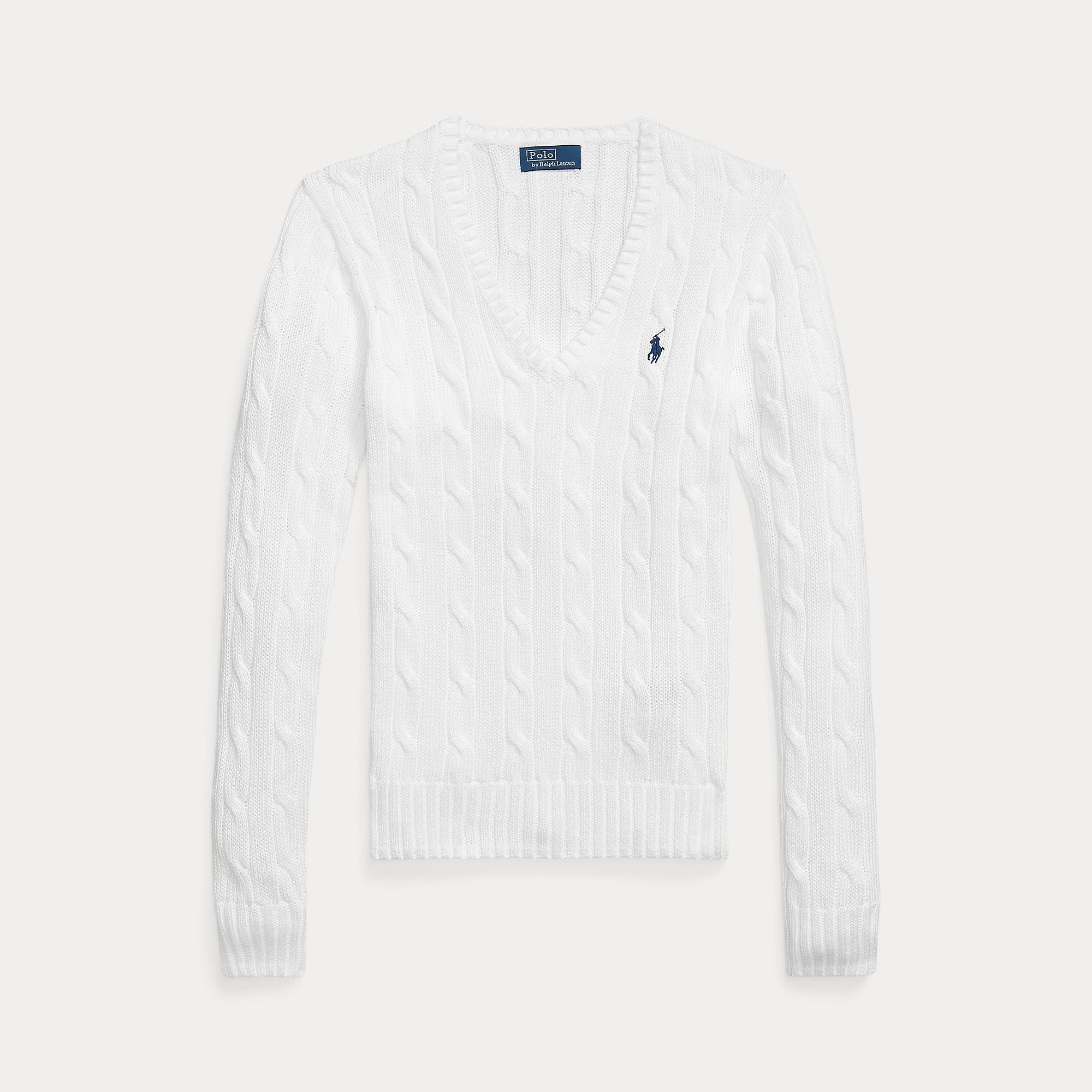 Cable-Knit Cotton V-Neck Sweater - BoUvy