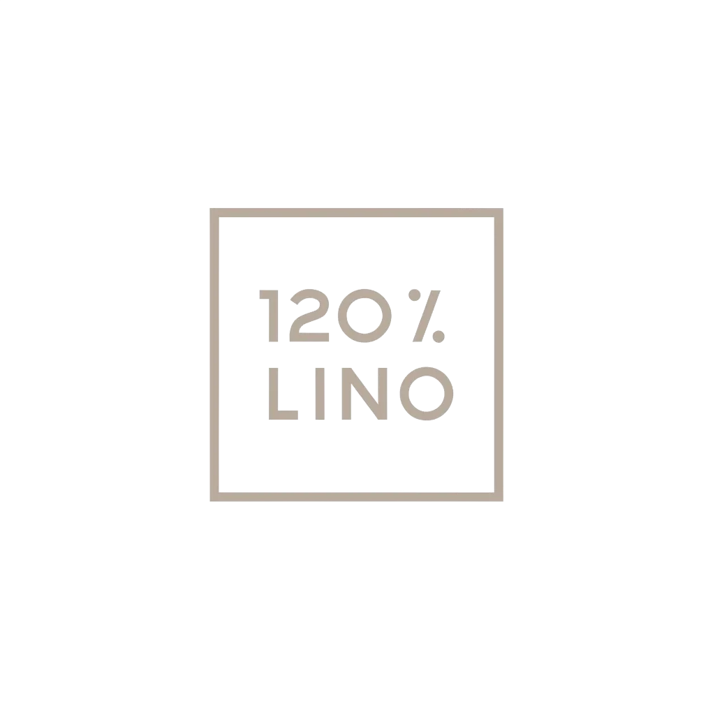 120% LINO logo in beige on white, featured brand at BoUvy multibrand fashion store