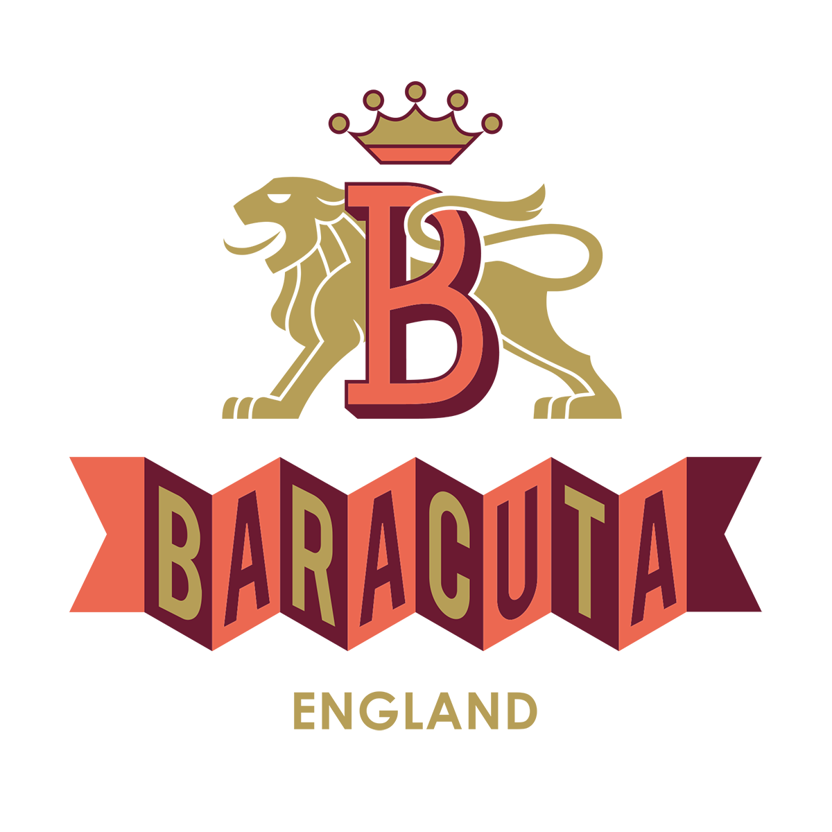 Baracuta England logo with lion, crown, and bold vintage banner, featured at BoUvy multibrand store