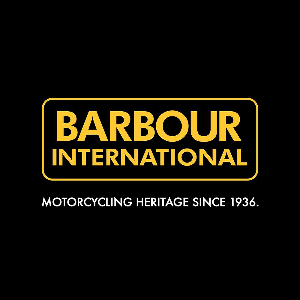 Barbour International black and yellow rectangular logo, BoUvy multibrand fashion